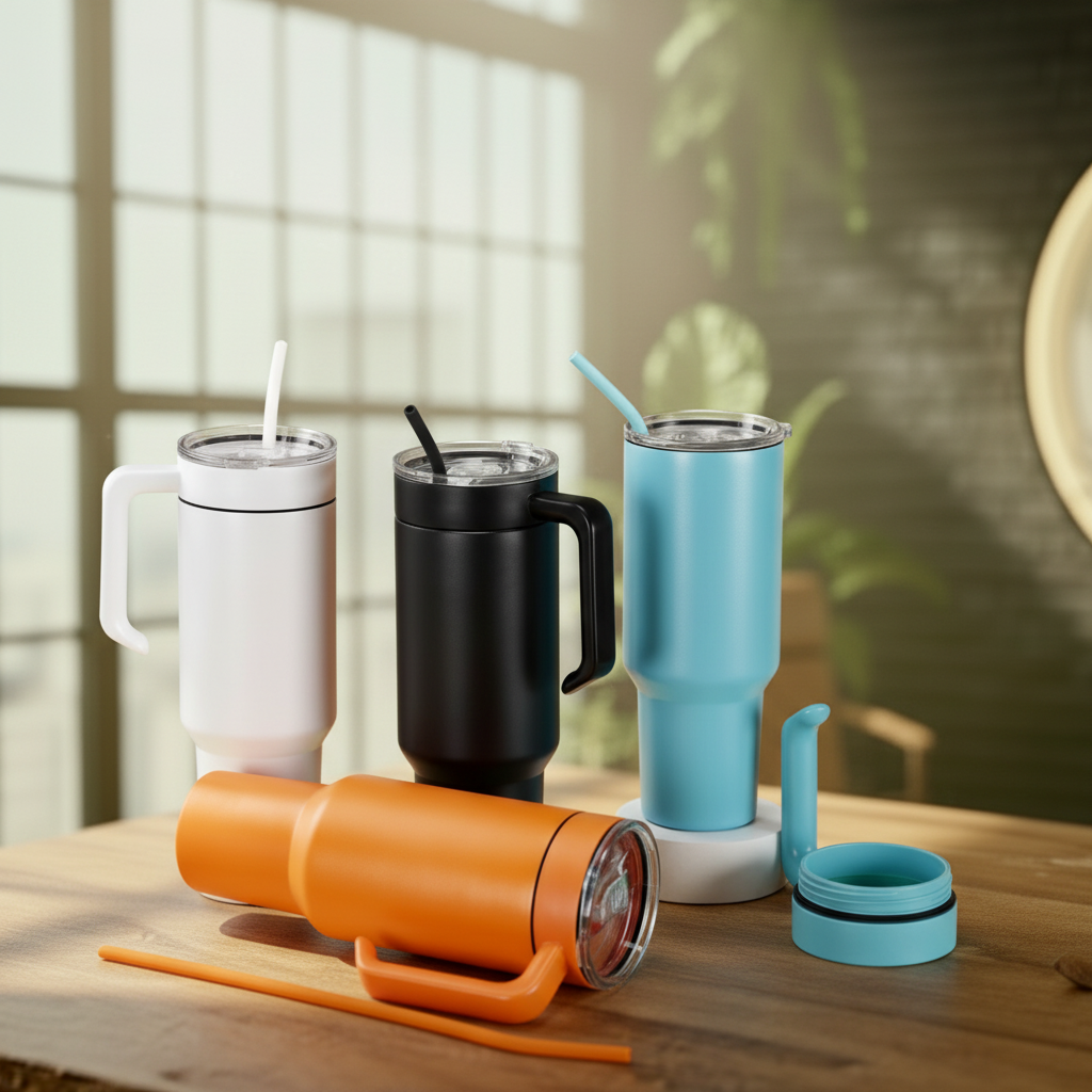 40oz Steel-Plated Tumbler with Handle