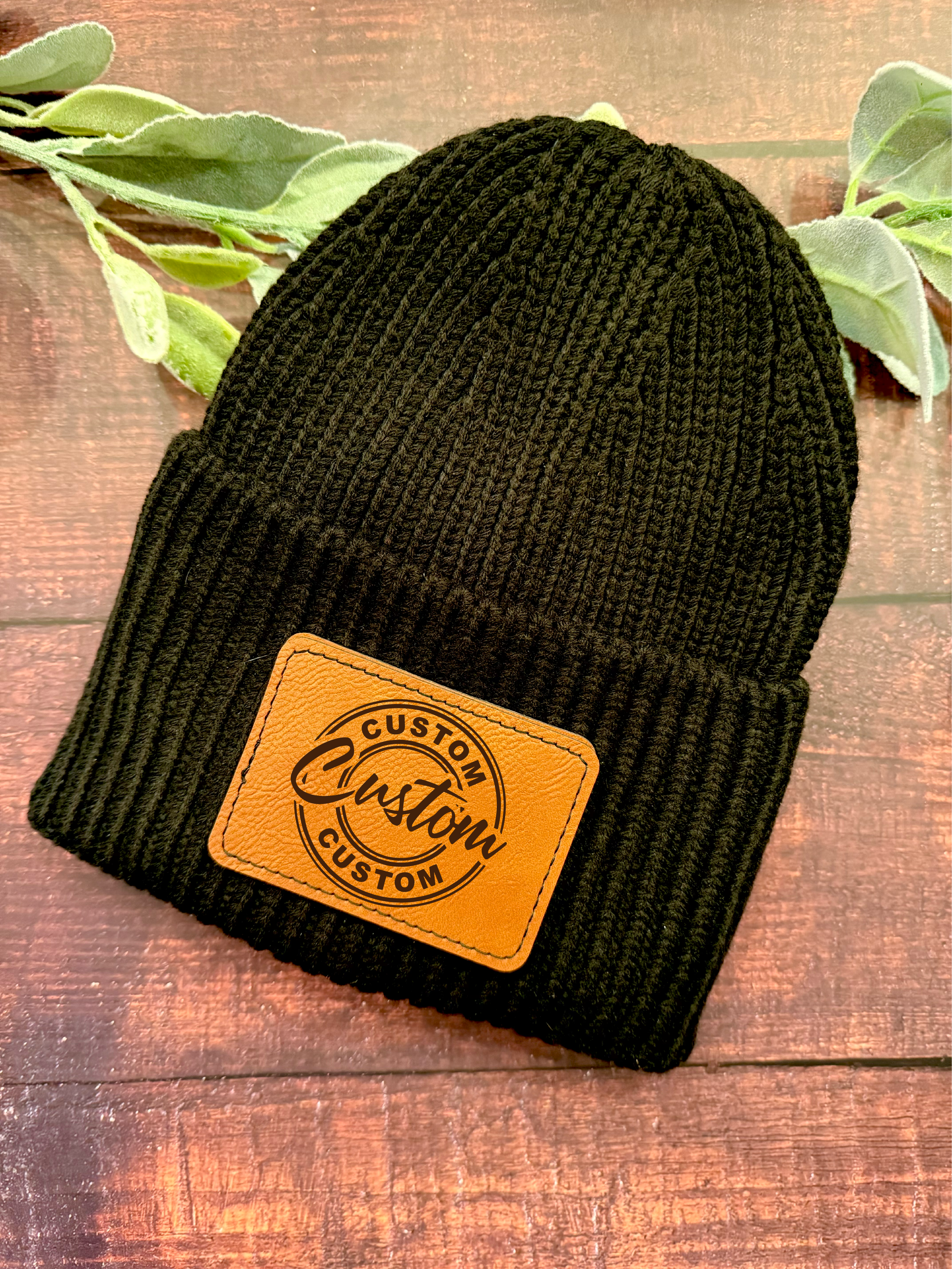 Leather Patch Beanies