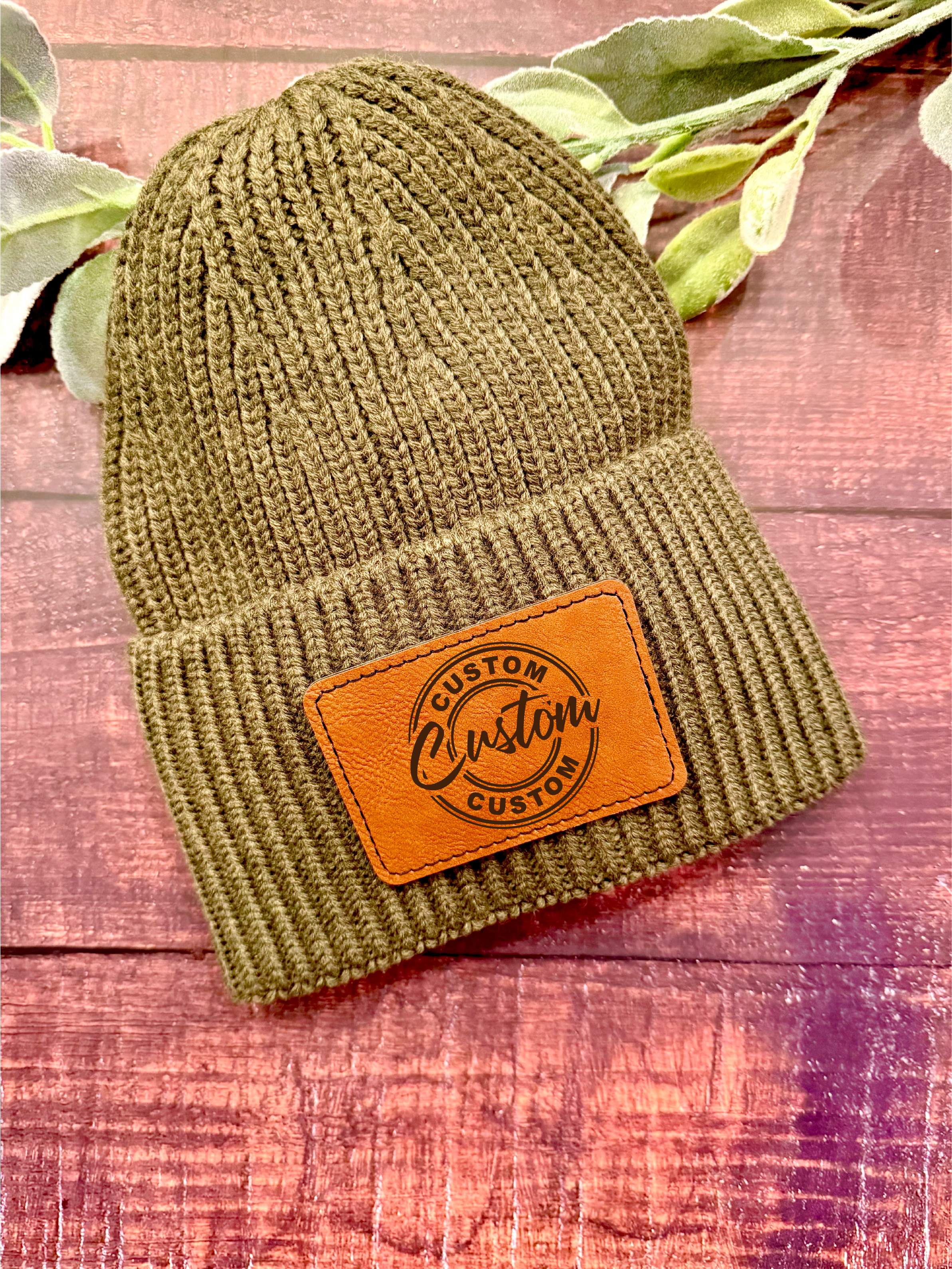 Leather Patch Beanies