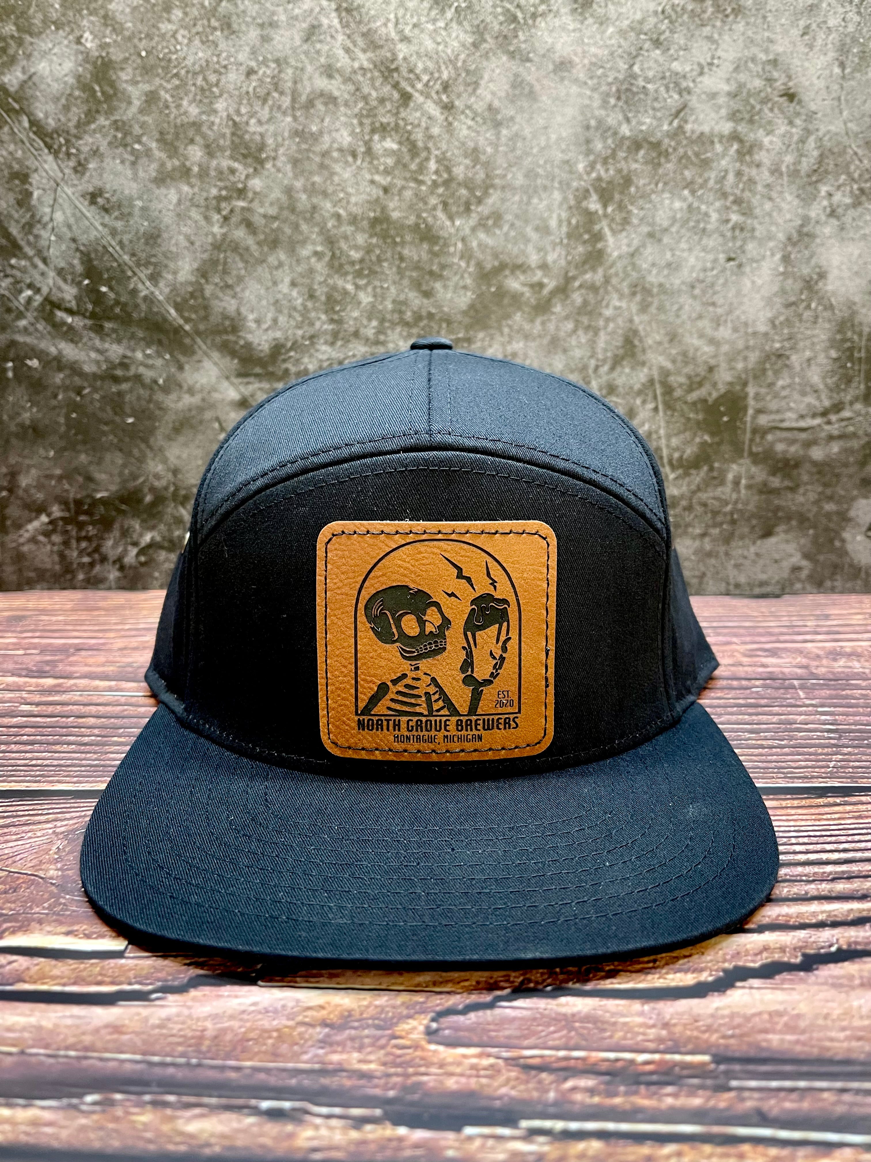 NGB- 7 Panel Flat Brim Leather Patch Hat