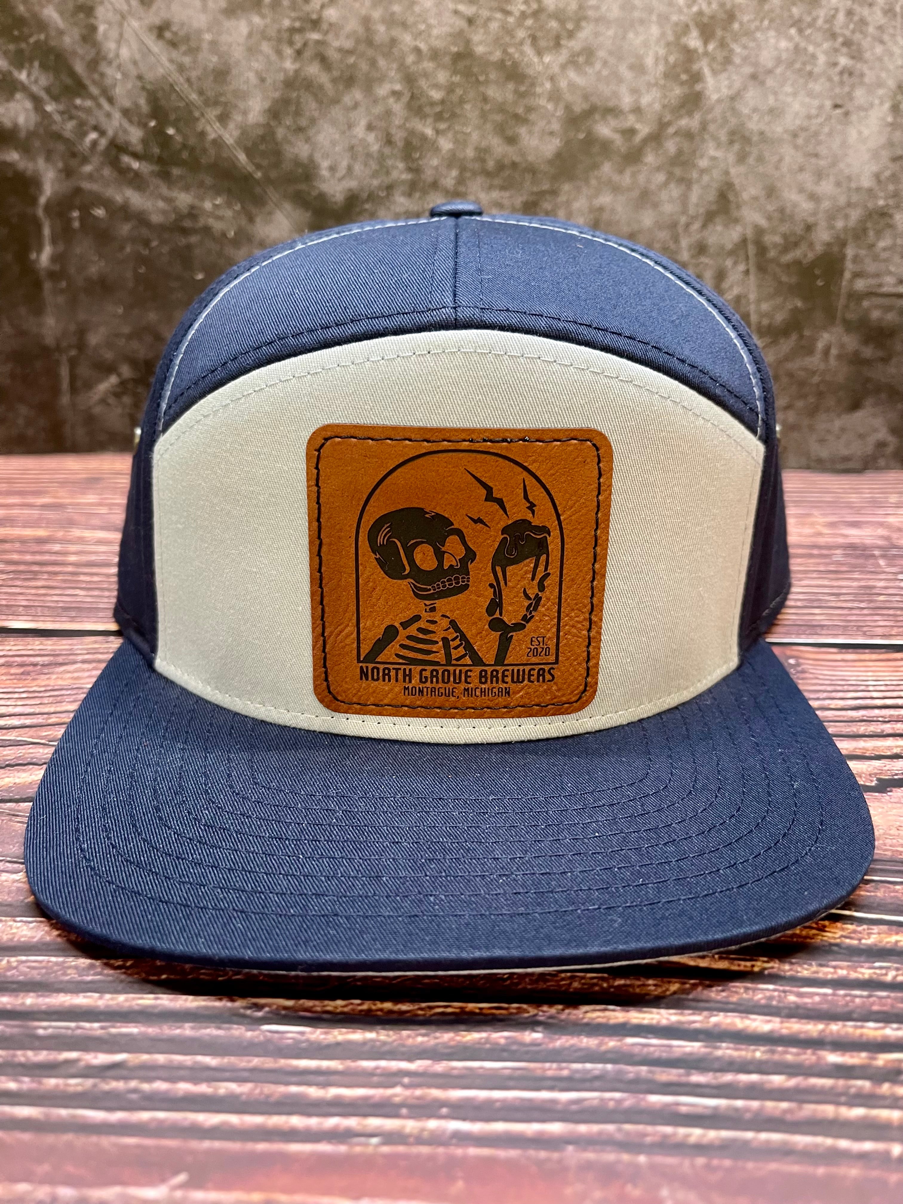 NGB- 7 Panel Flat Brim Leather Patch Hat