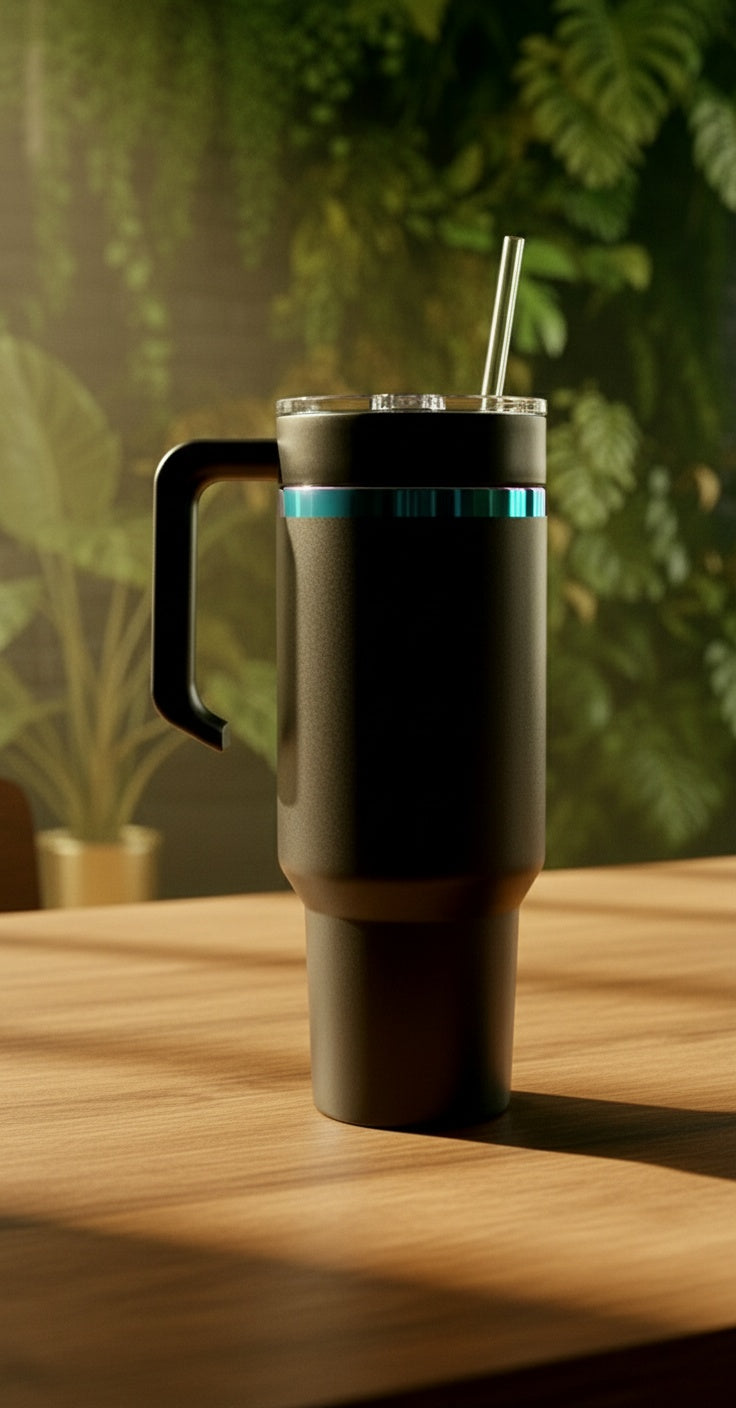 40oz Rainbow-Plated Tumbler with Handle