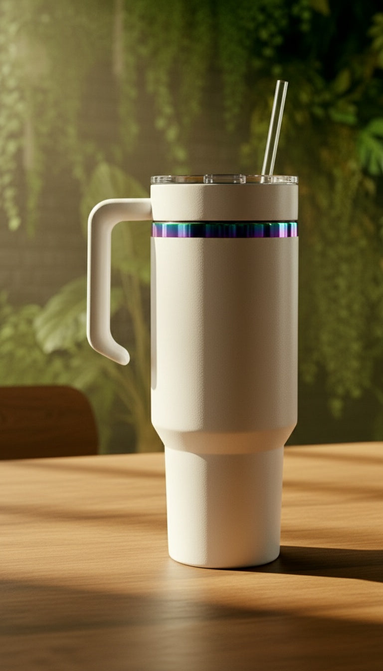 40oz Rainbow-Plated Tumbler with Handle