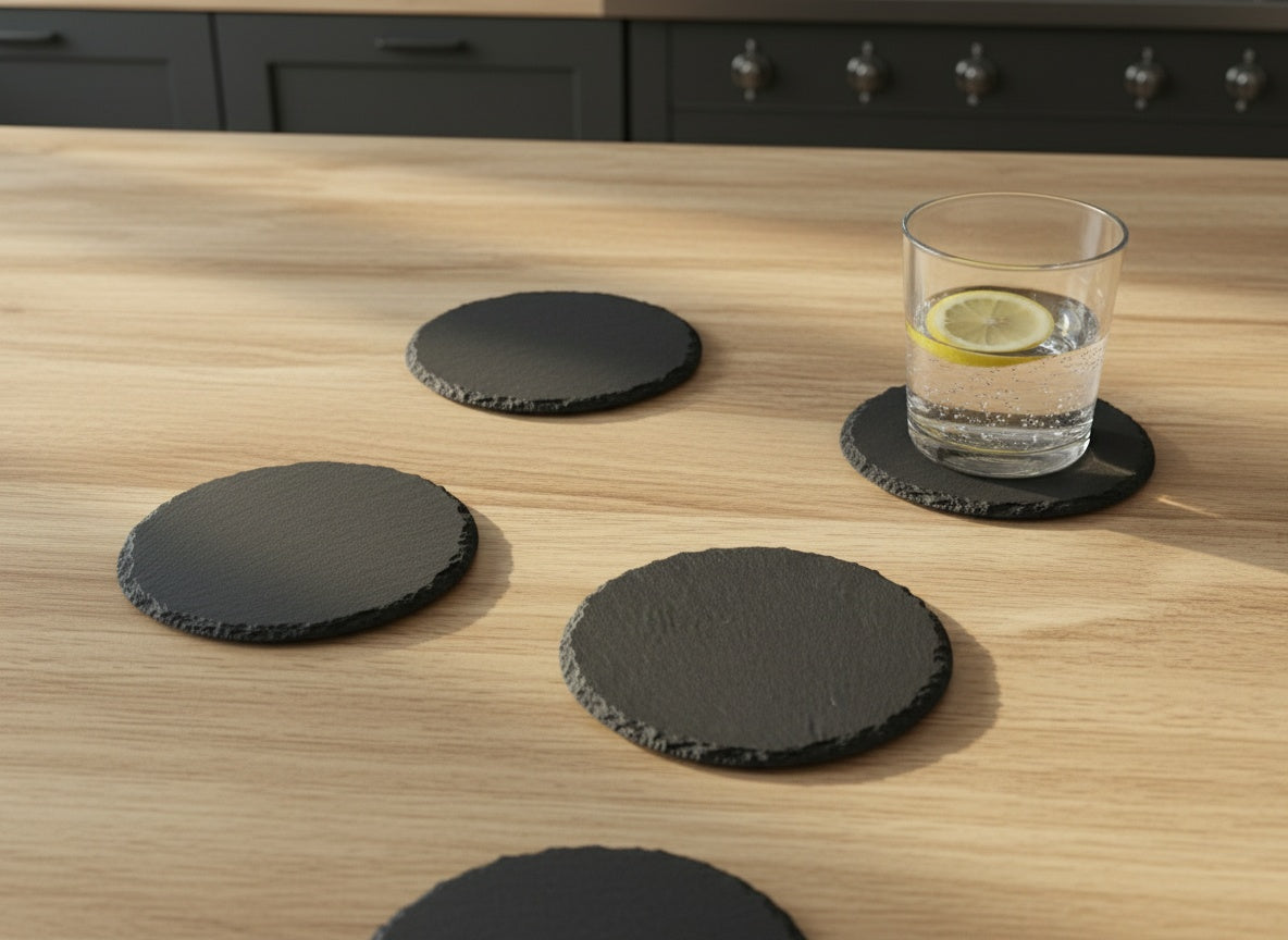 Round Slate Coasters (Set of 4)