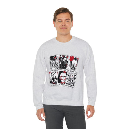 Horror Movie Icons Tarot Card Crewneck Sweatshirt