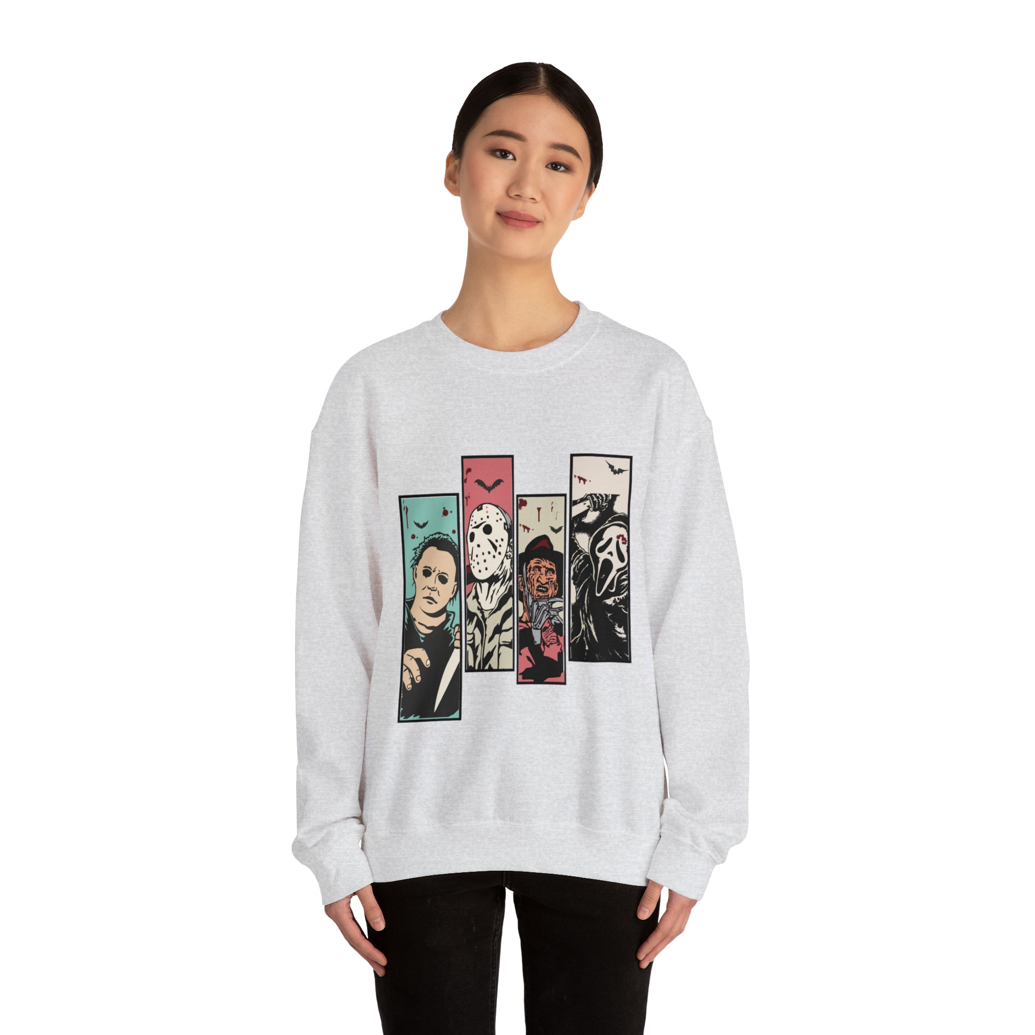 Horror Movie Friends Color Crewneck Sweatshirt