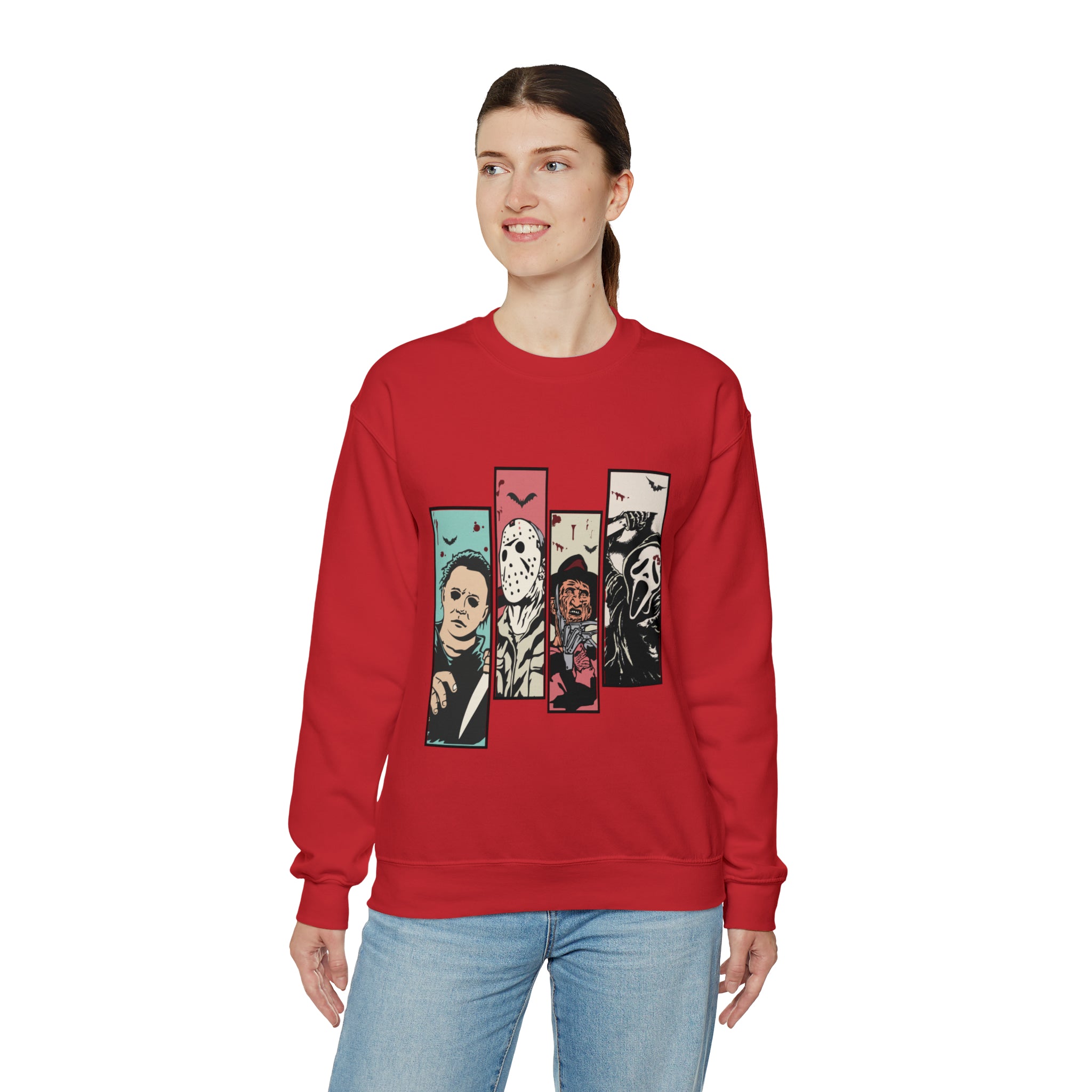 Horror Movie Friends Color Crewneck Sweatshirt