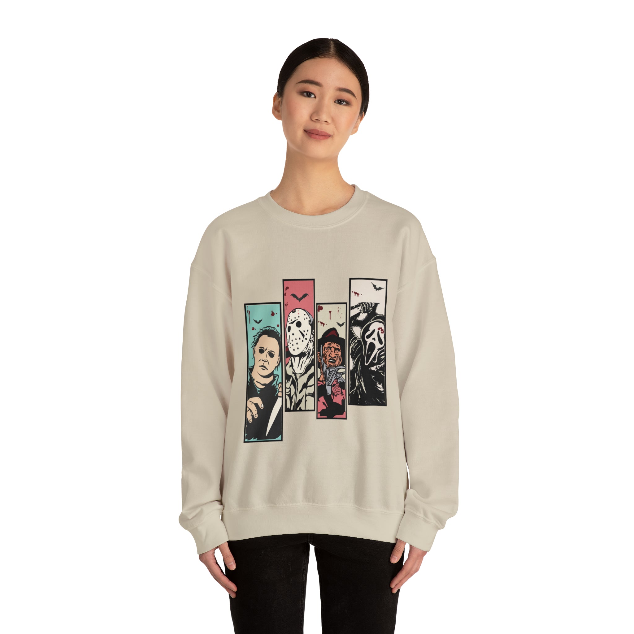 Horror Movie Friends Color Crewneck Sweatshirt