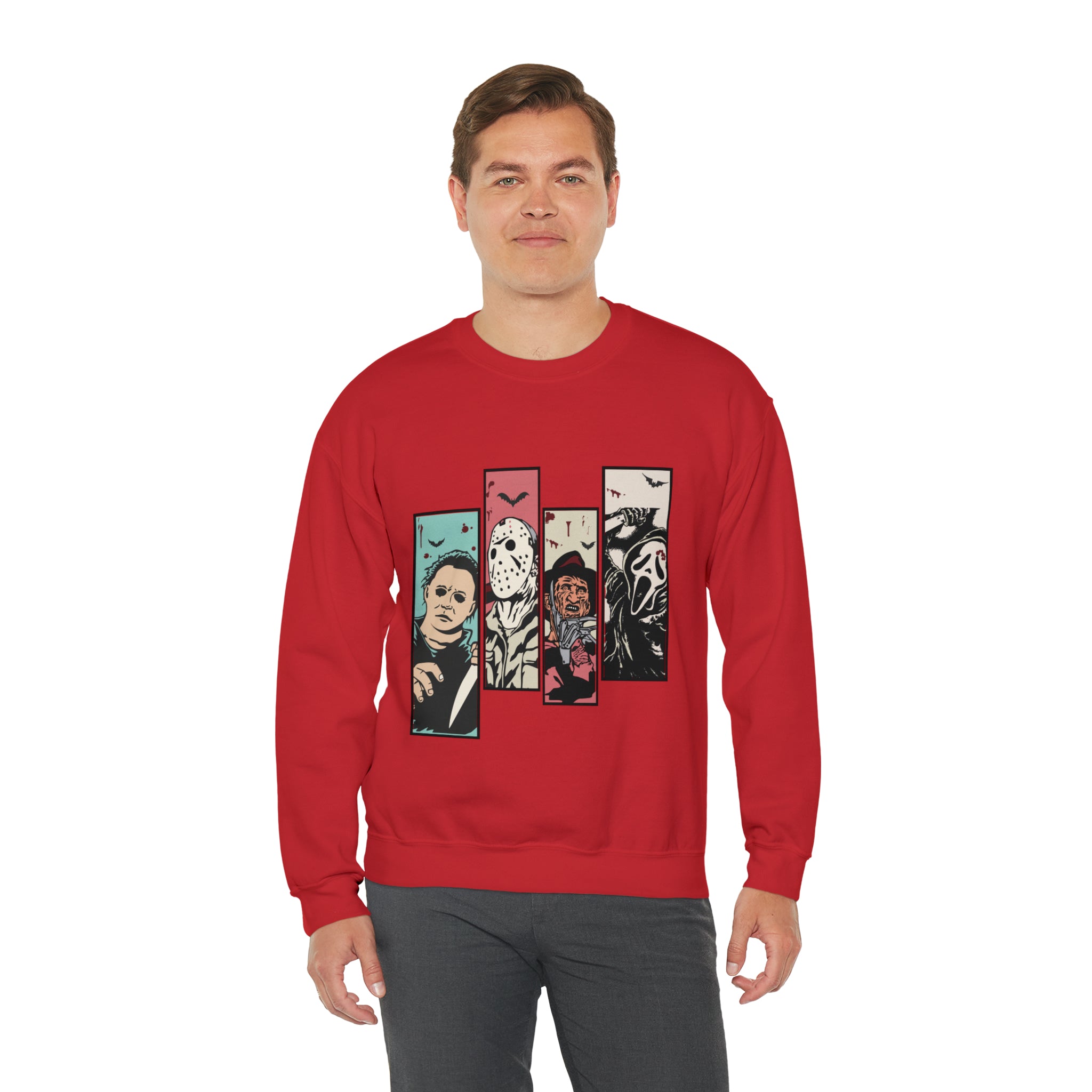 Horror Movie Friends Color Crewneck Sweatshirt