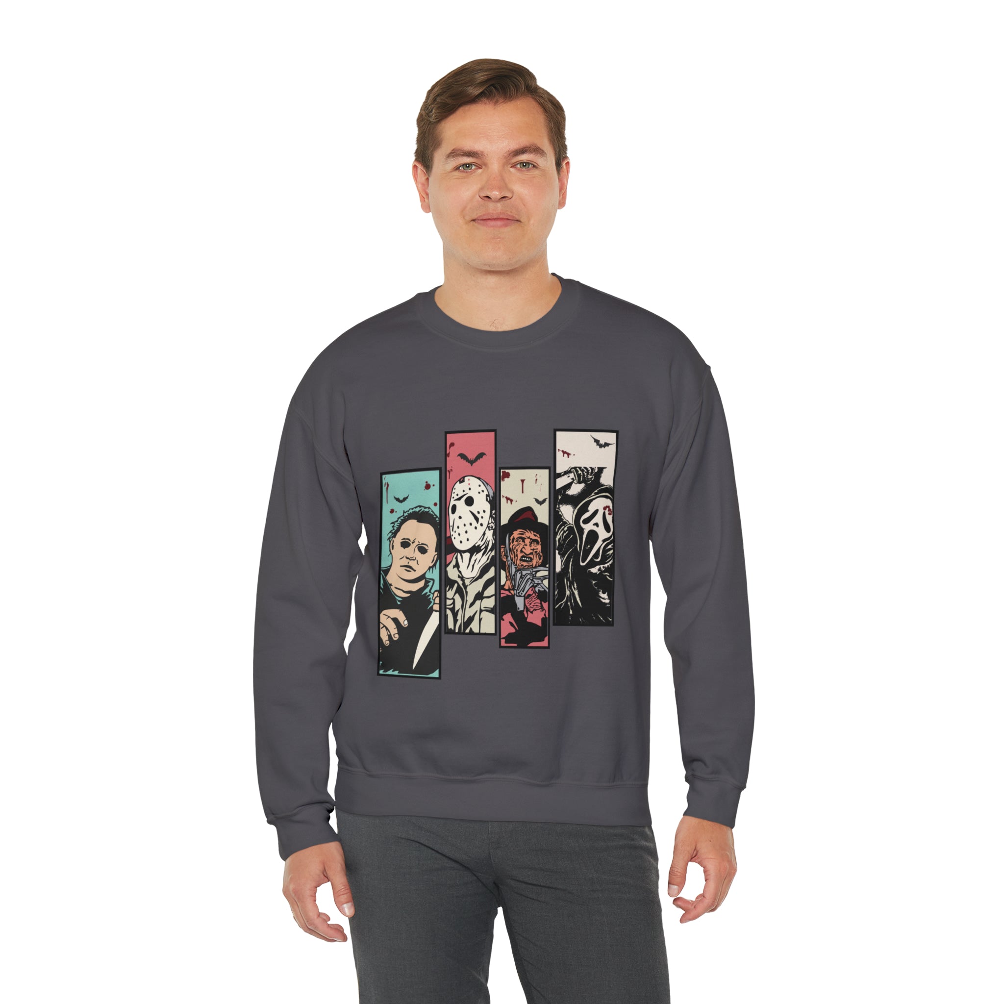 Horror Movie Friends Color Crewneck Sweatshirt