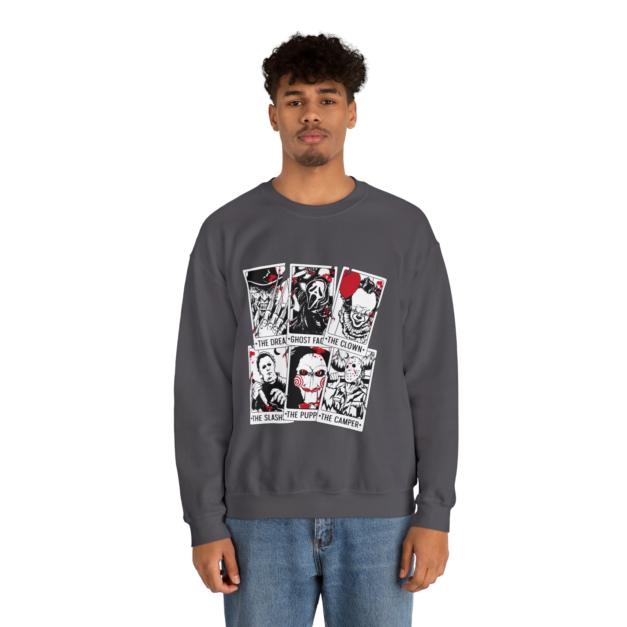 Horror Movie Icons Tarot Card Crewneck Sweatshirt