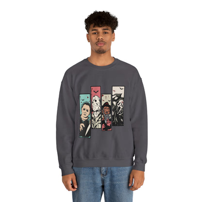Horror Movie Friends Color Crewneck Sweatshirt