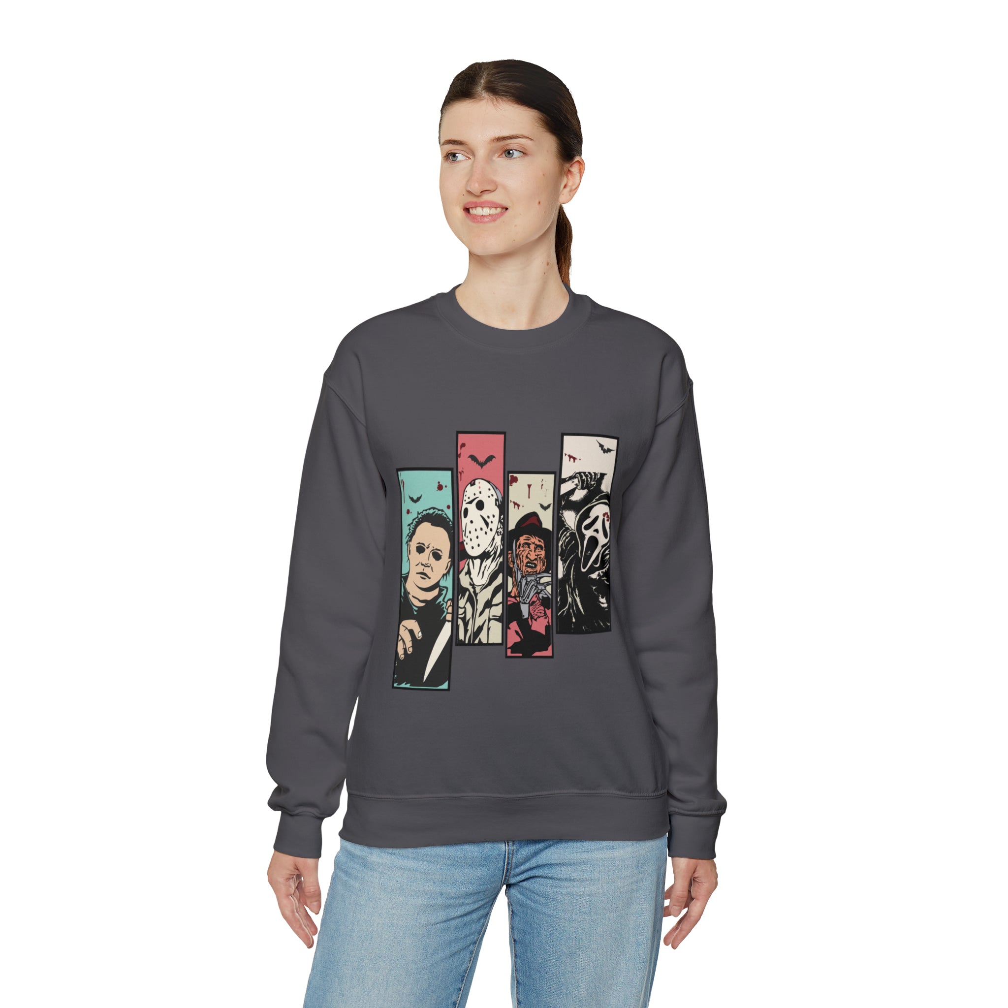 Horror Movie Friends Color Crewneck Sweatshirt