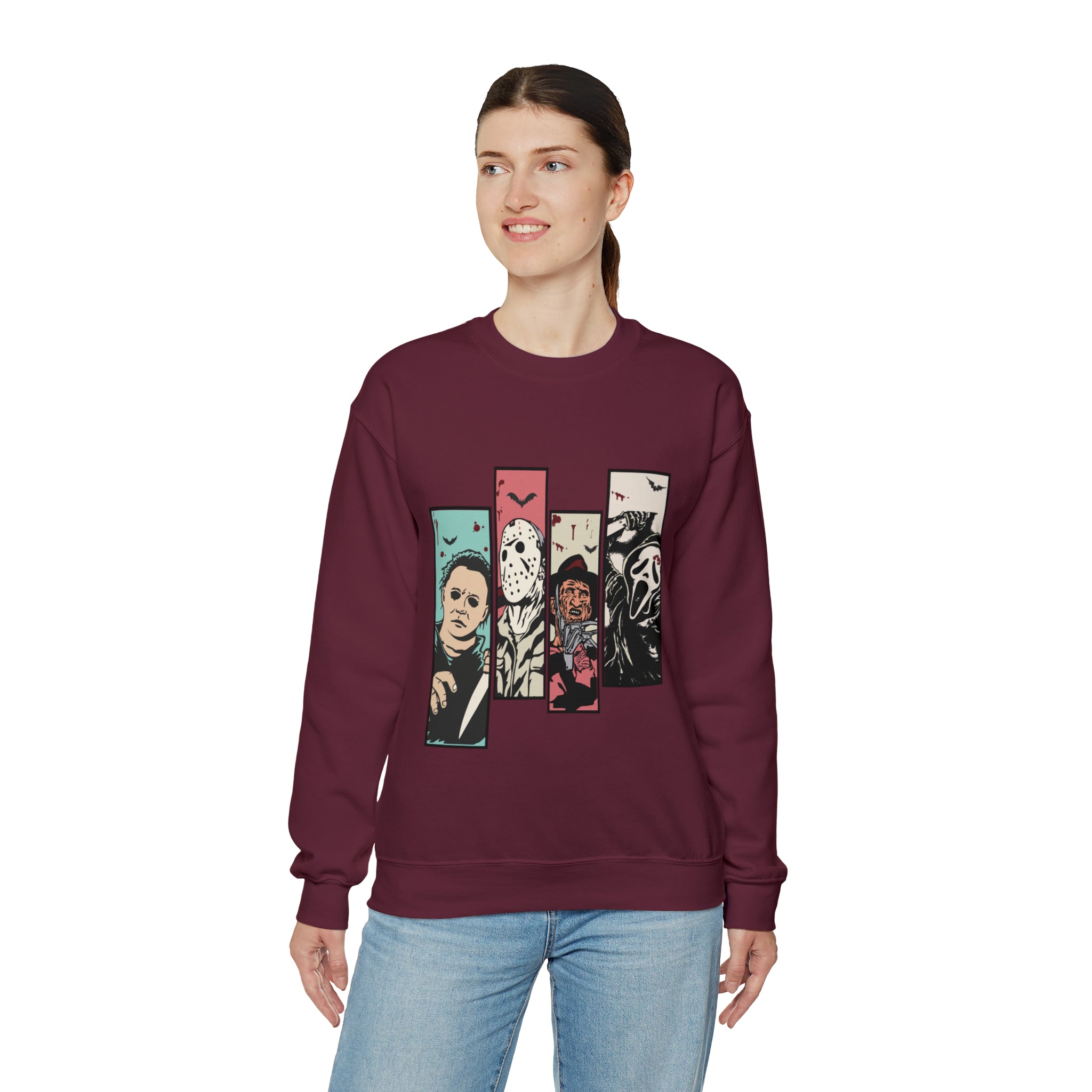 Horror Movie Friends Color Crewneck Sweatshirt