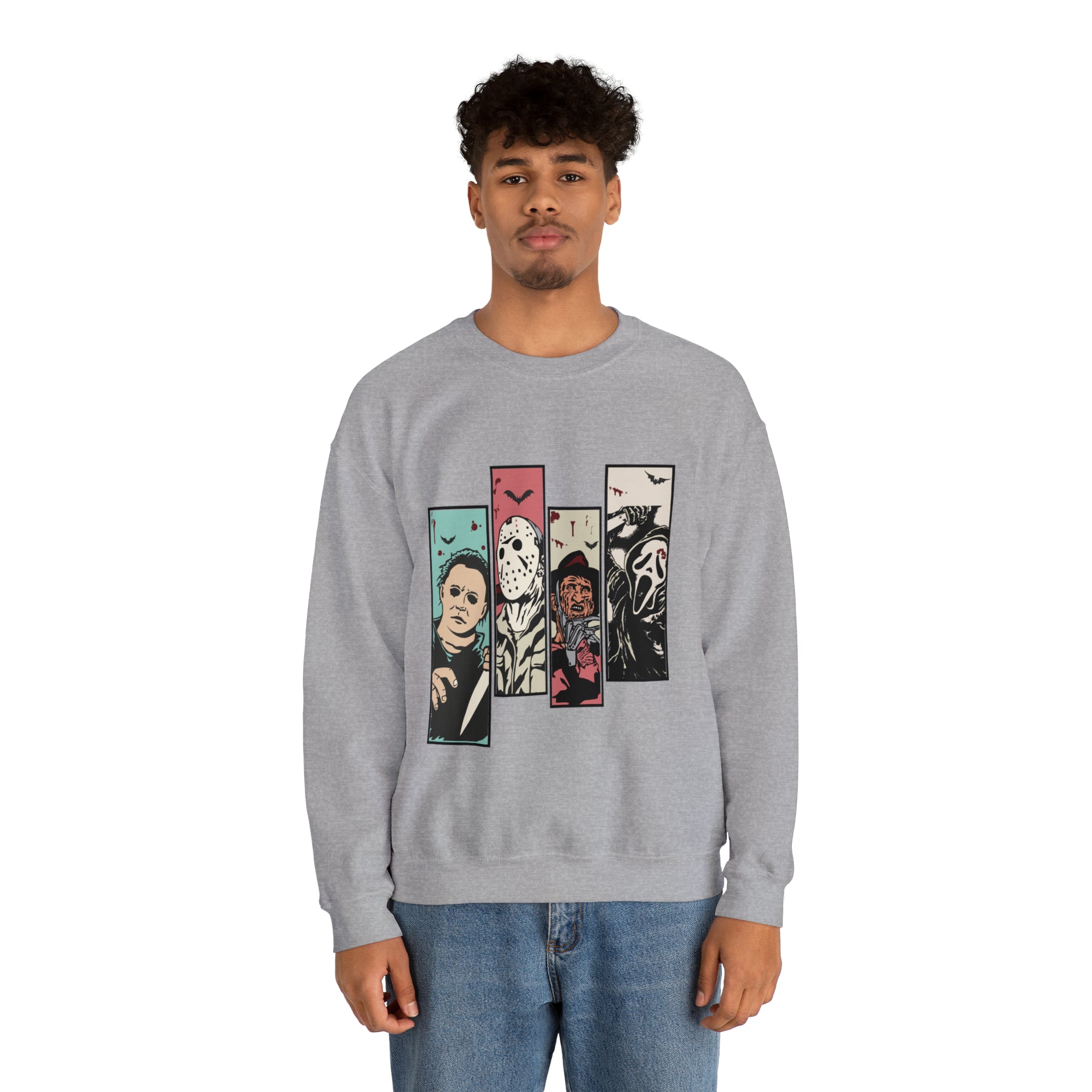 Horror Movie Friends Color Crewneck Sweatshirt