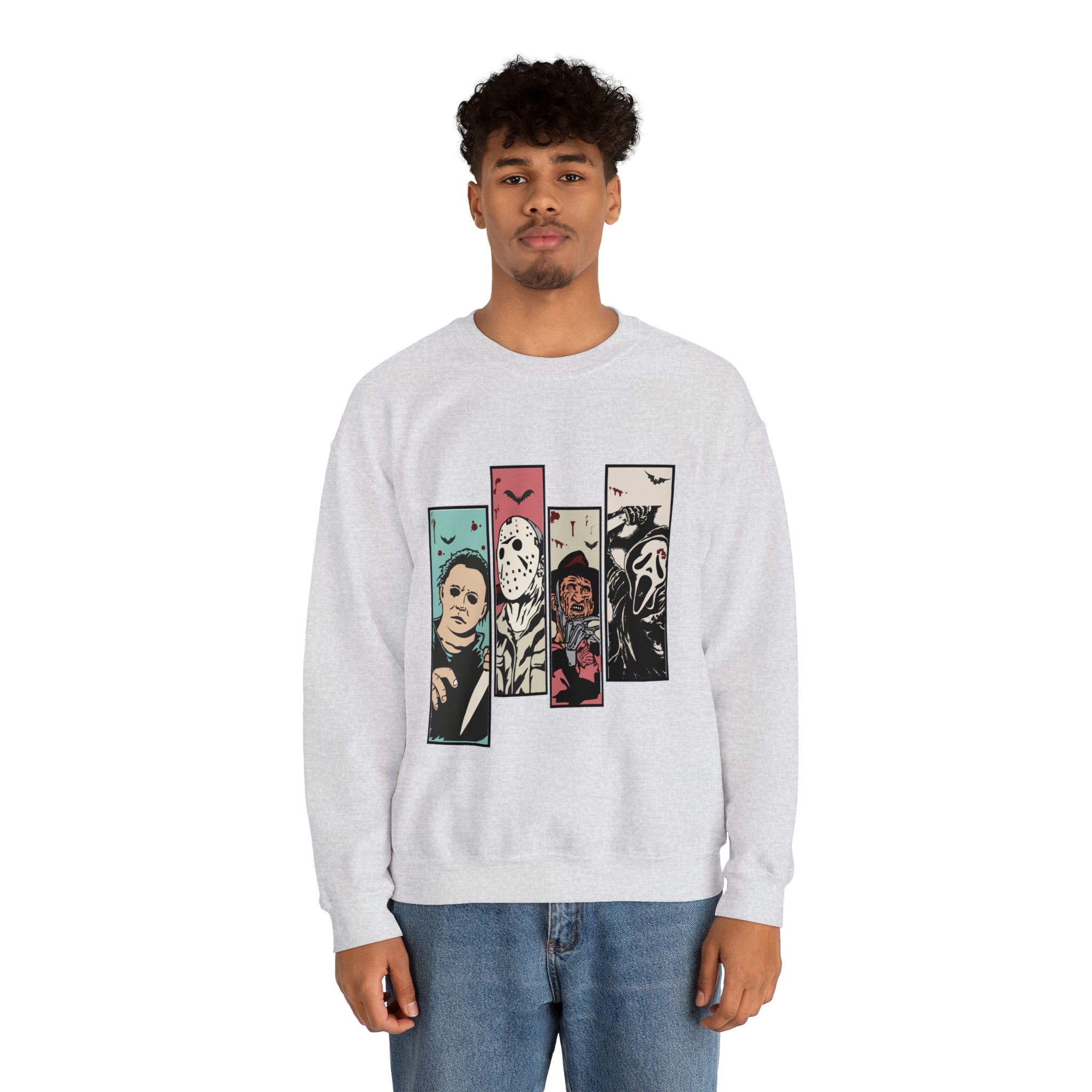 Horror Movie Friends Color Crewneck Sweatshirt