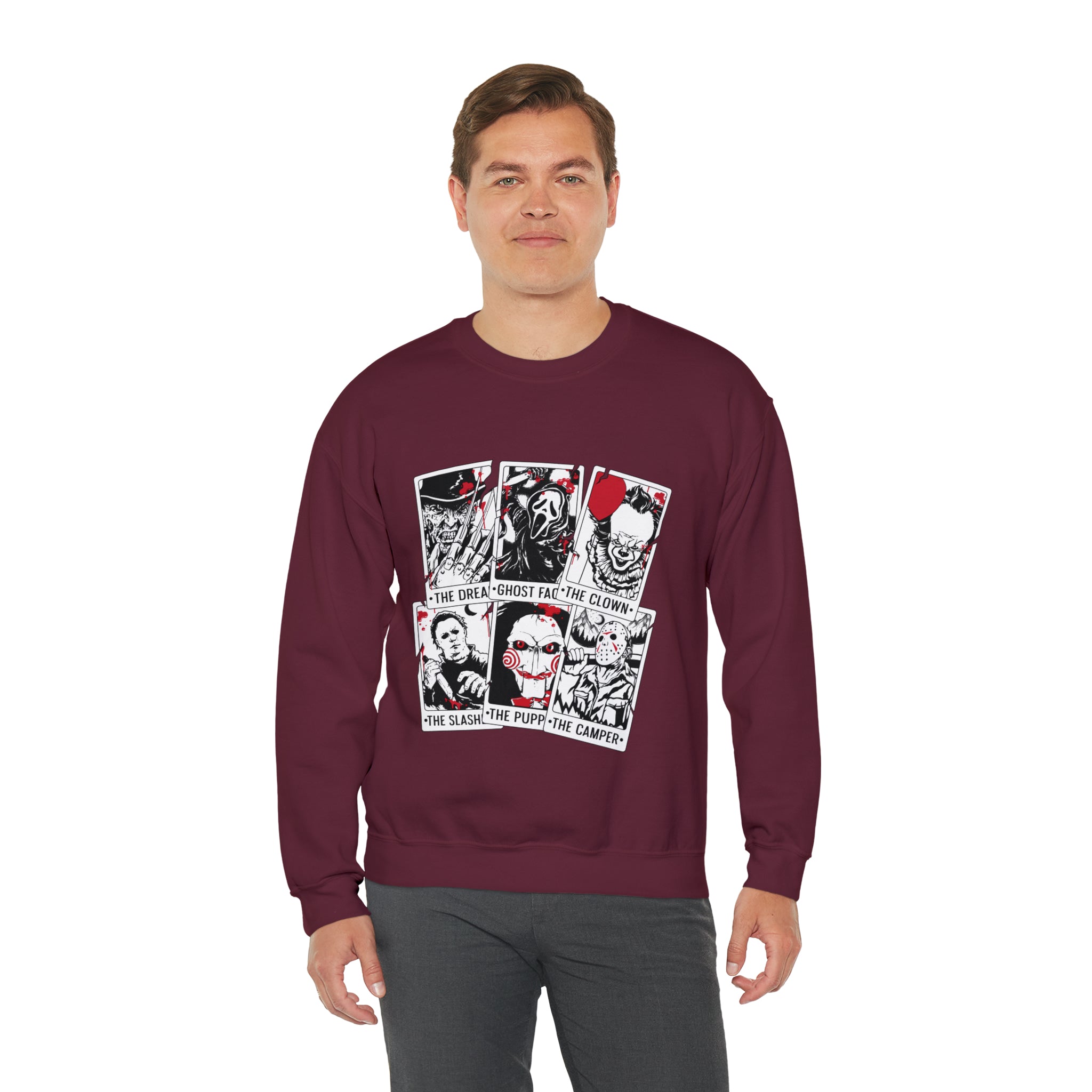 Horror Movie Icons Tarot Card Crewneck Sweatshirt