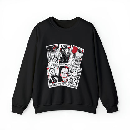Horror Movie Icons Tarot Card Crewneck Sweatshirt