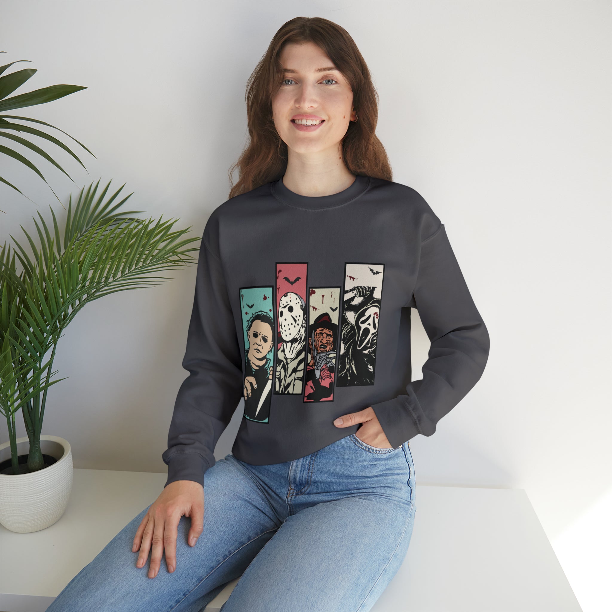 Horror Movie Friends Color Crewneck Sweatshirt