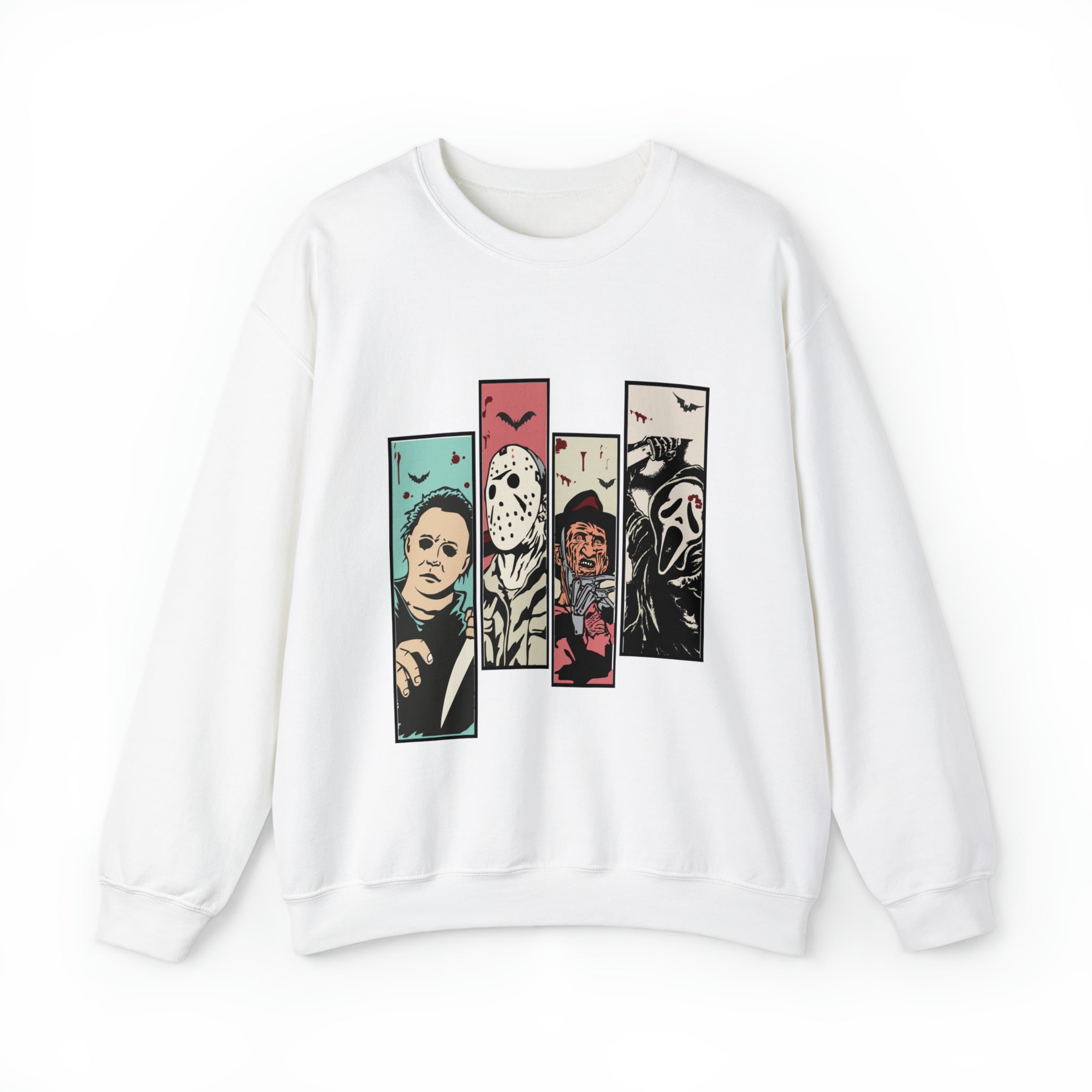 Horror Movie Friends Color Crewneck Sweatshirt