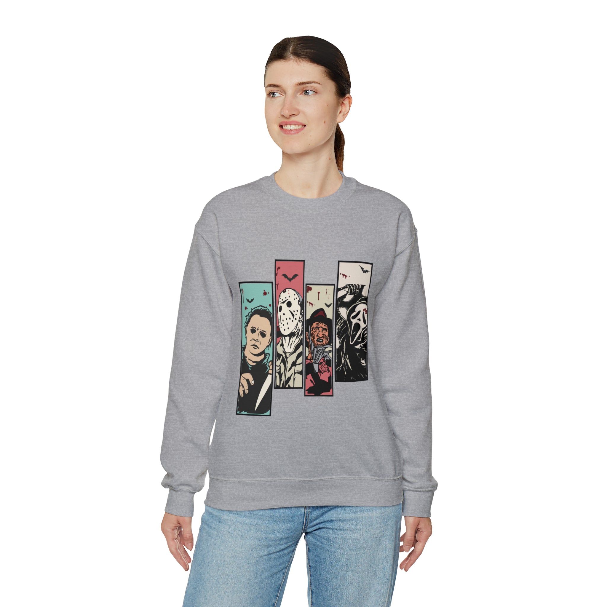 Horror Movie Friends Color Crewneck Sweatshirt