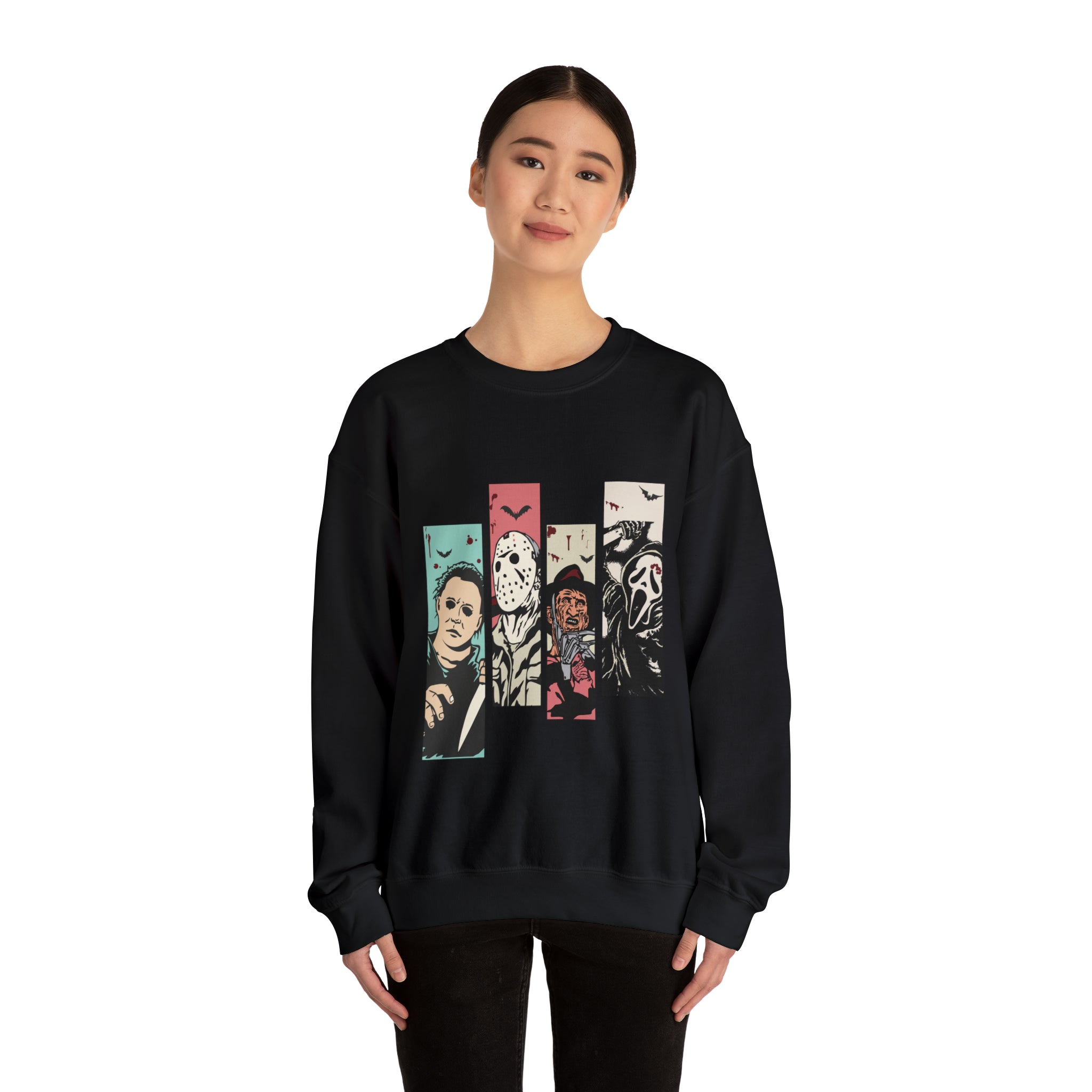 Horror Movie Friends Color Crewneck Sweatshirt