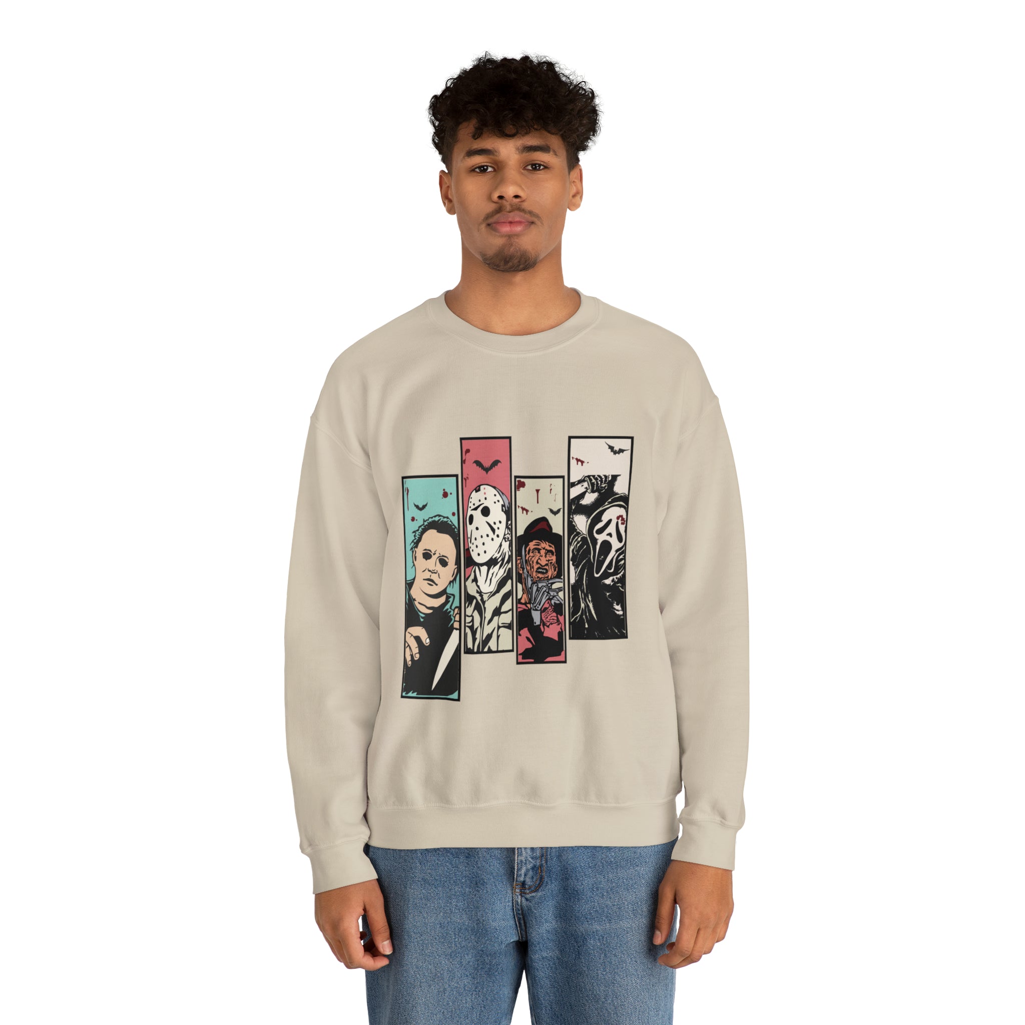 Horror Movie Friends Color Crewneck Sweatshirt