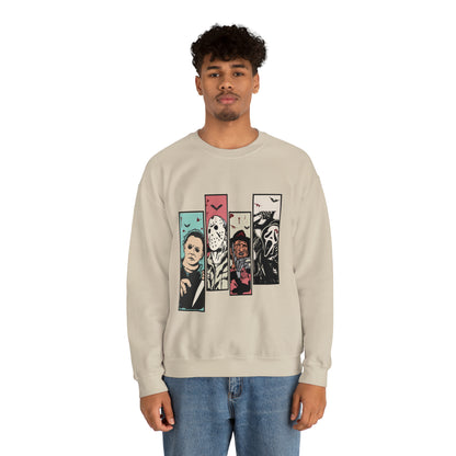 Horror Movie Friends Color Crewneck Sweatshirt