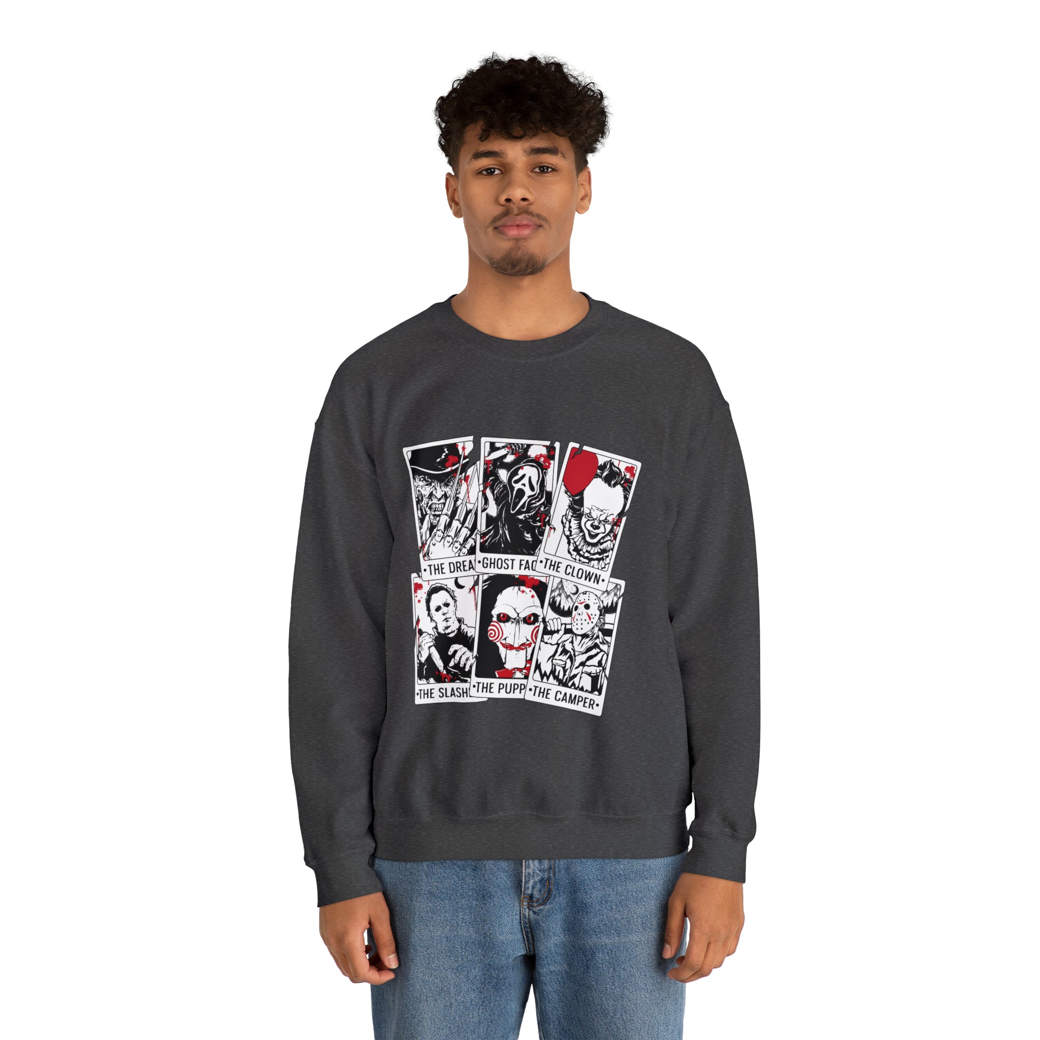 Horror Movie Icons Tarot Card Crewneck Sweatshirt