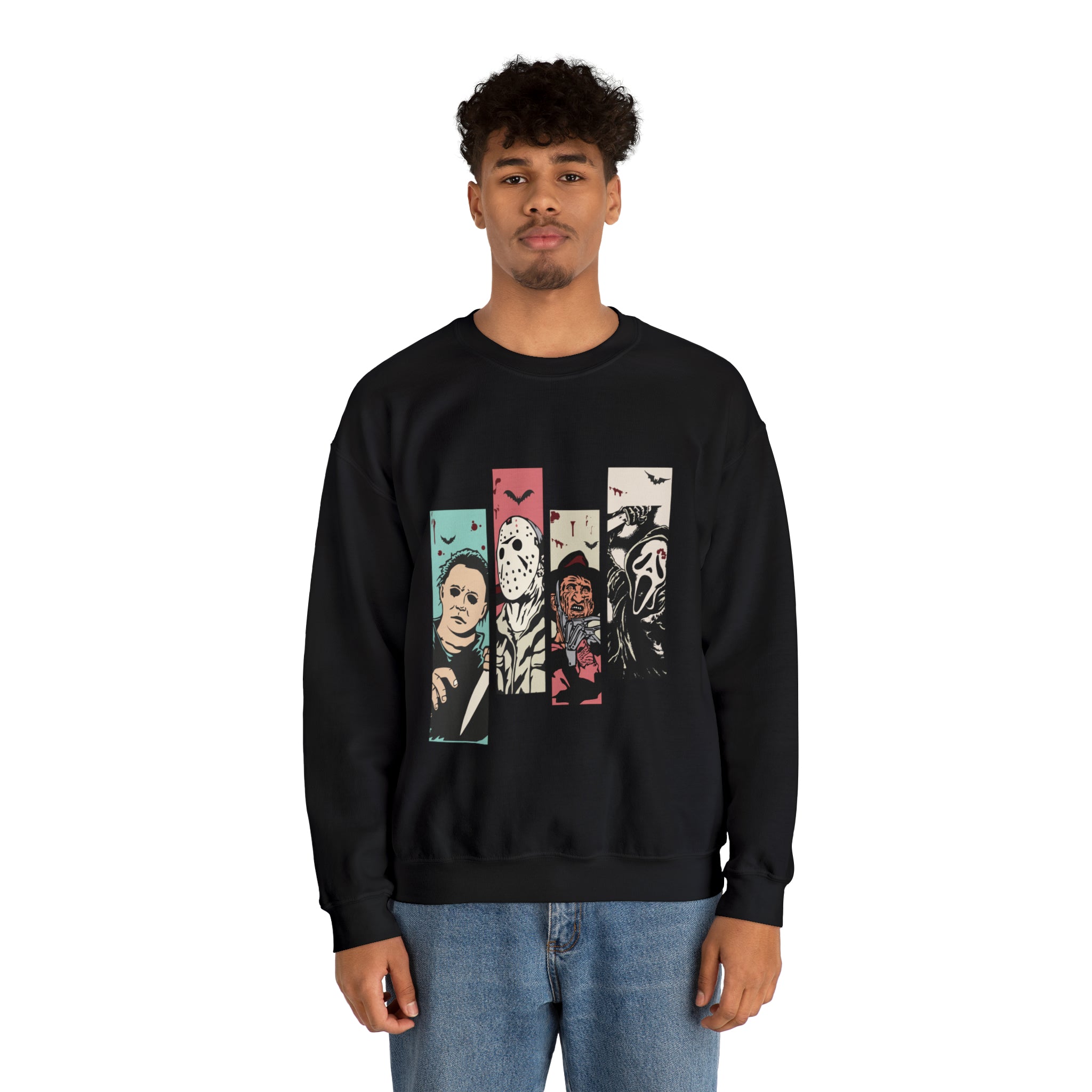 Horror Movie Friends Color Crewneck Sweatshirt