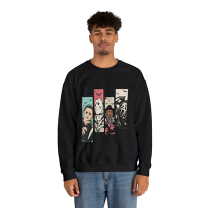 Horror Movie Friends Color Crewneck Sweatshirt
