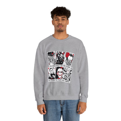 Horror Movie Icons Tarot Card Crewneck Sweatshirt