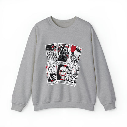 Horror Movie Icons Tarot Card Crewneck Sweatshirt