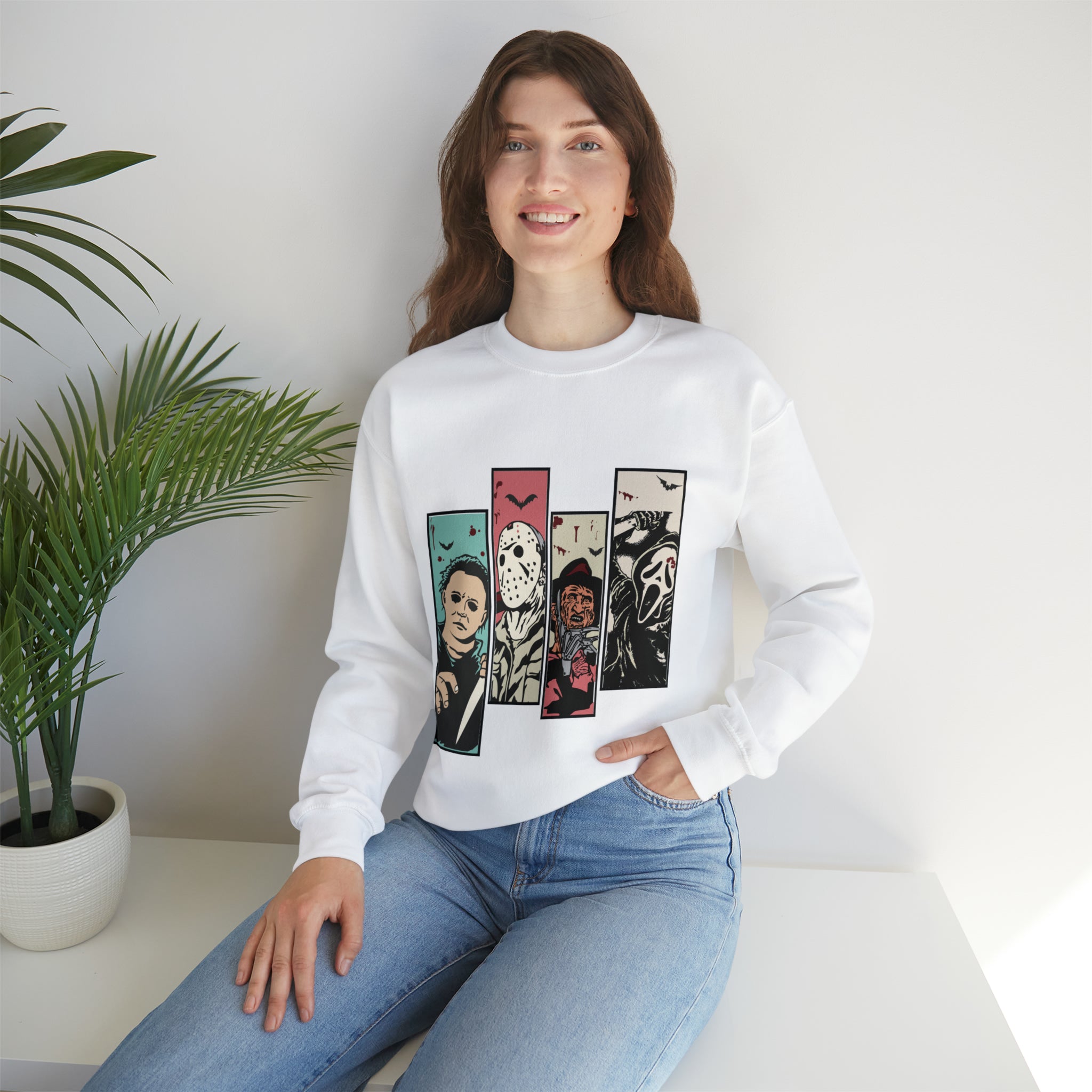 Horror Movie Friends Color Crewneck Sweatshirt