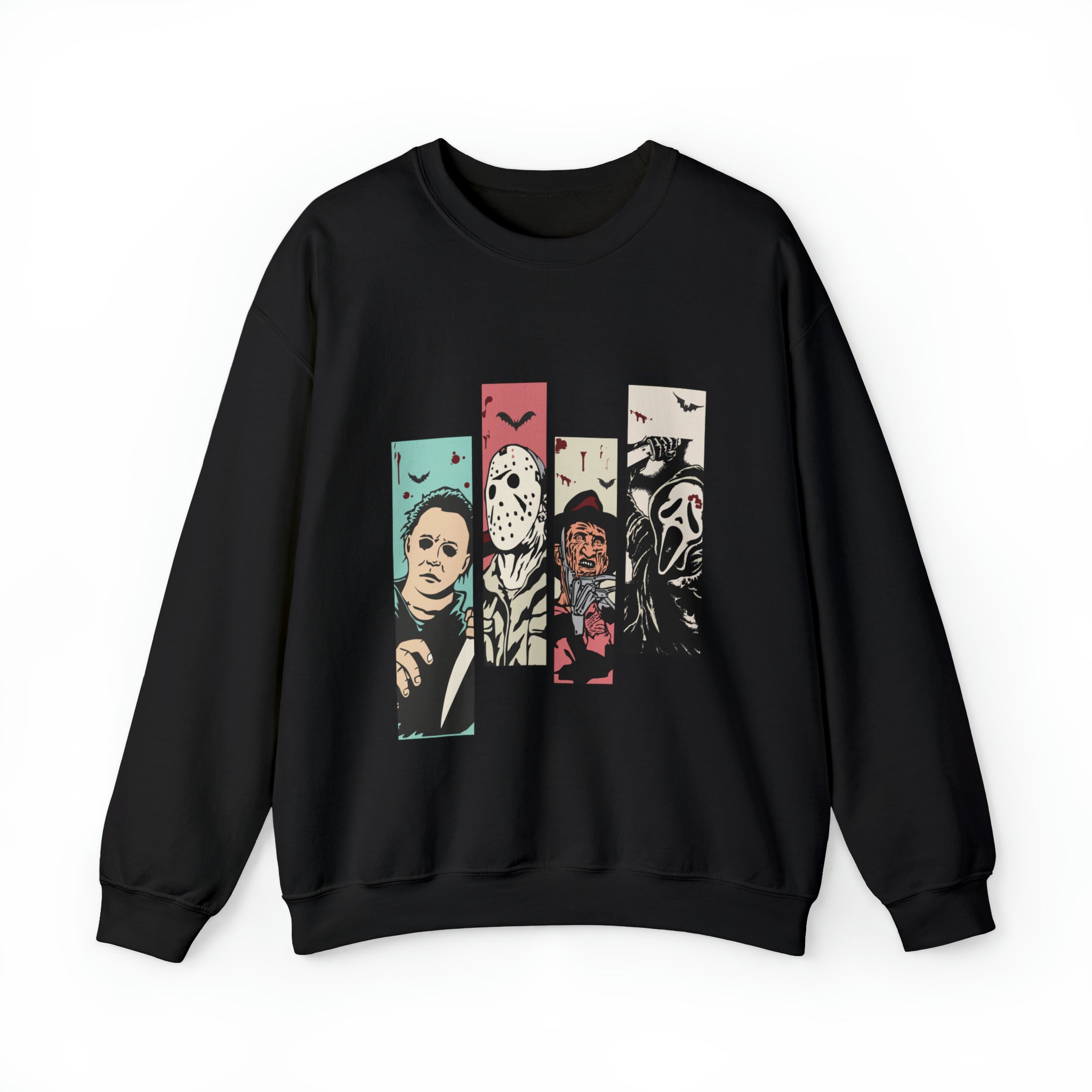 Horror Movie Friends Color Crewneck Sweatshirt