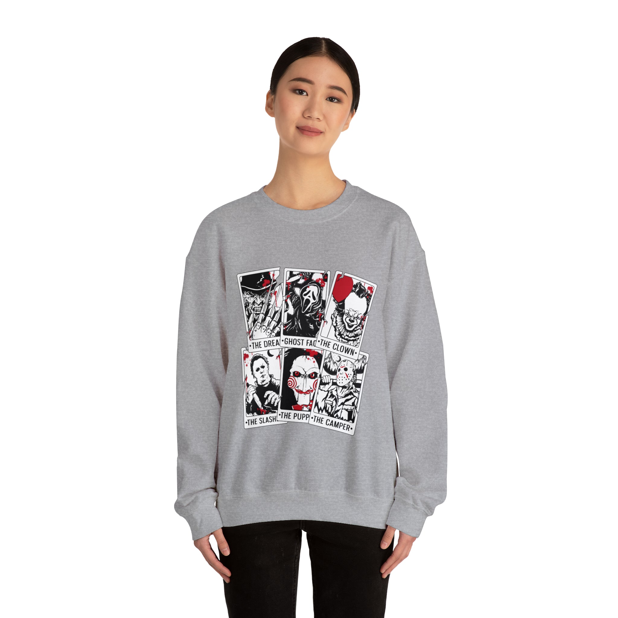 Horror Movie Icons Tarot Card Crewneck Sweatshirt