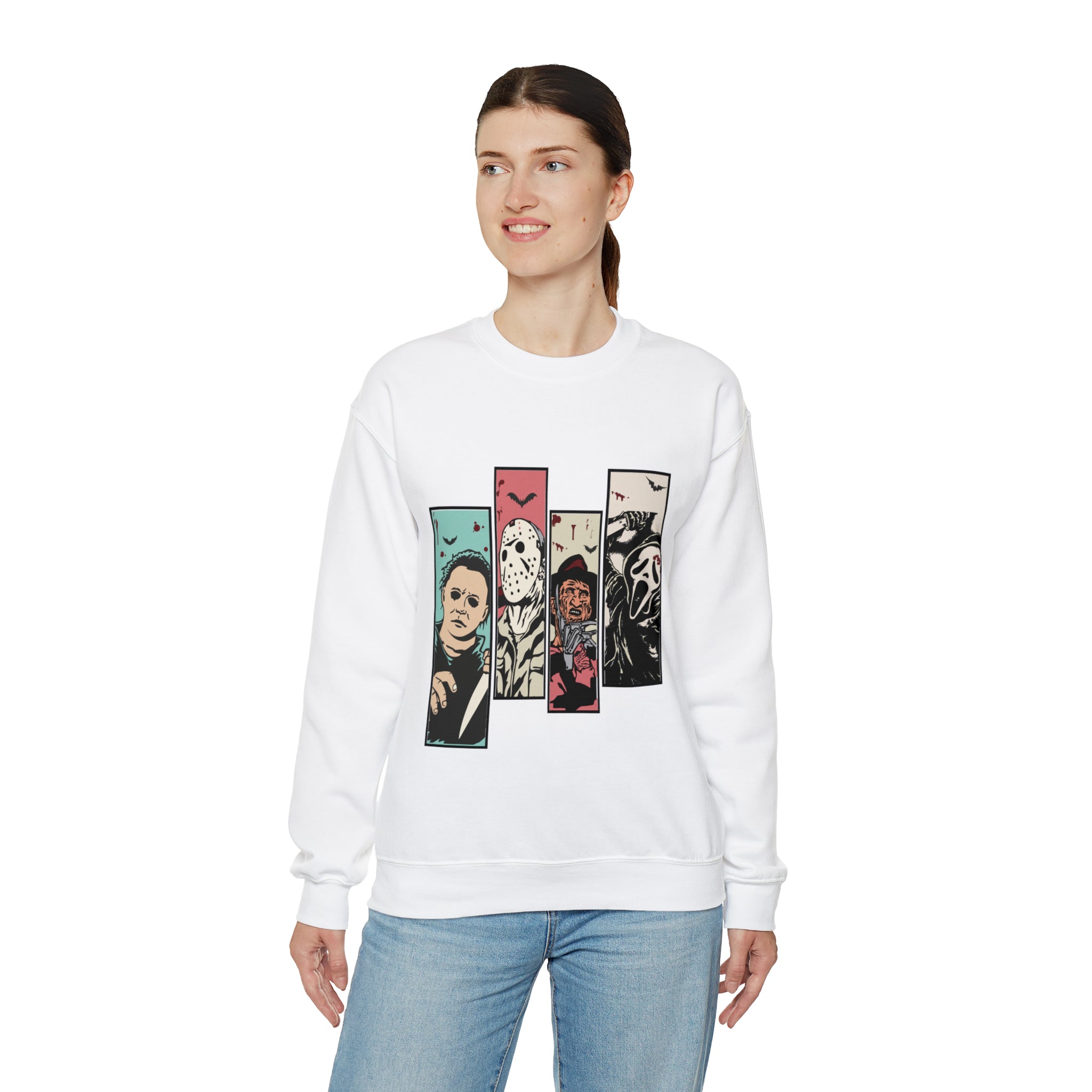 Horror Movie Friends Color Crewneck Sweatshirt