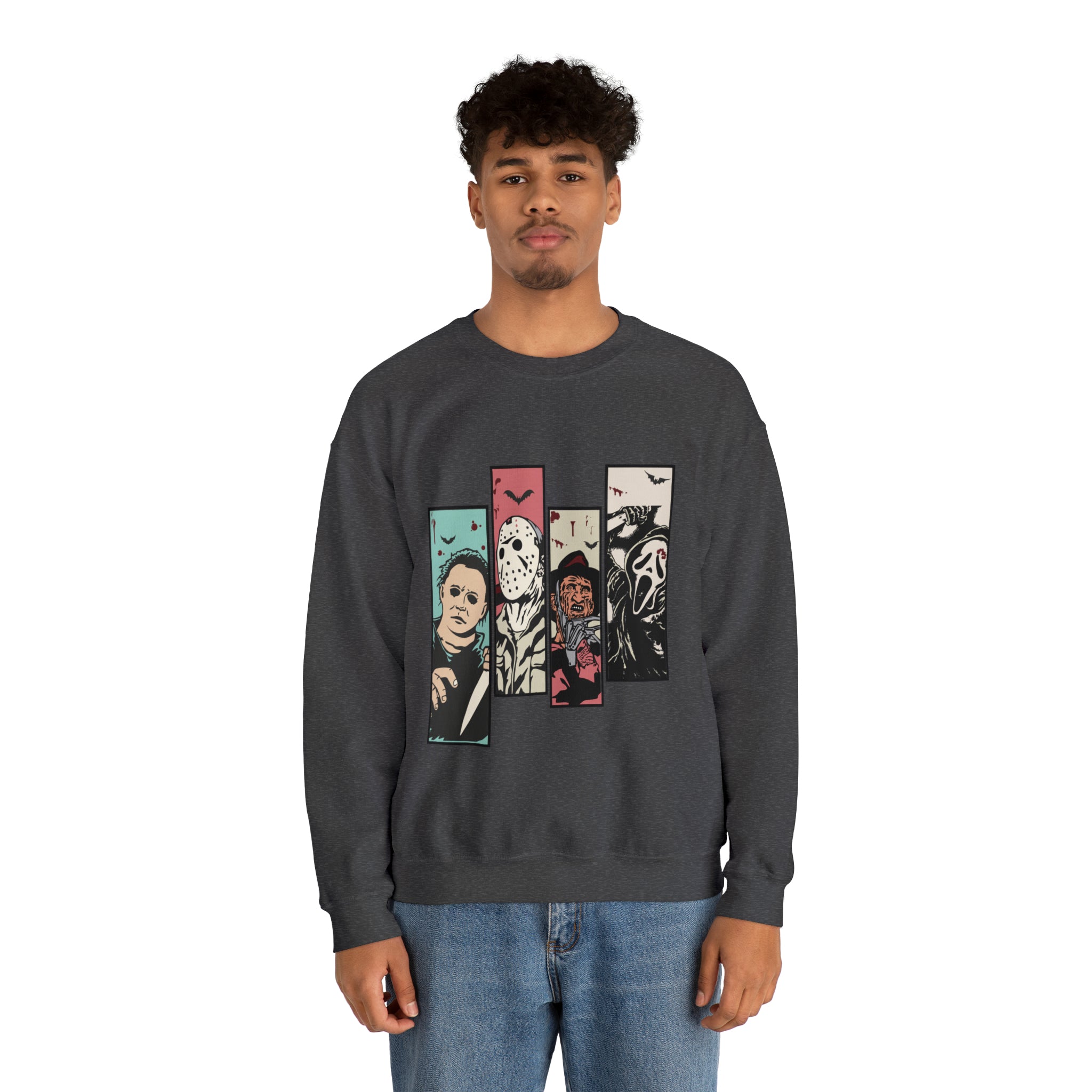 Horror Movie Friends Color Crewneck Sweatshirt
