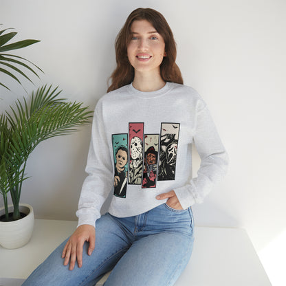 Horror Movie Friends Color Crewneck Sweatshirt