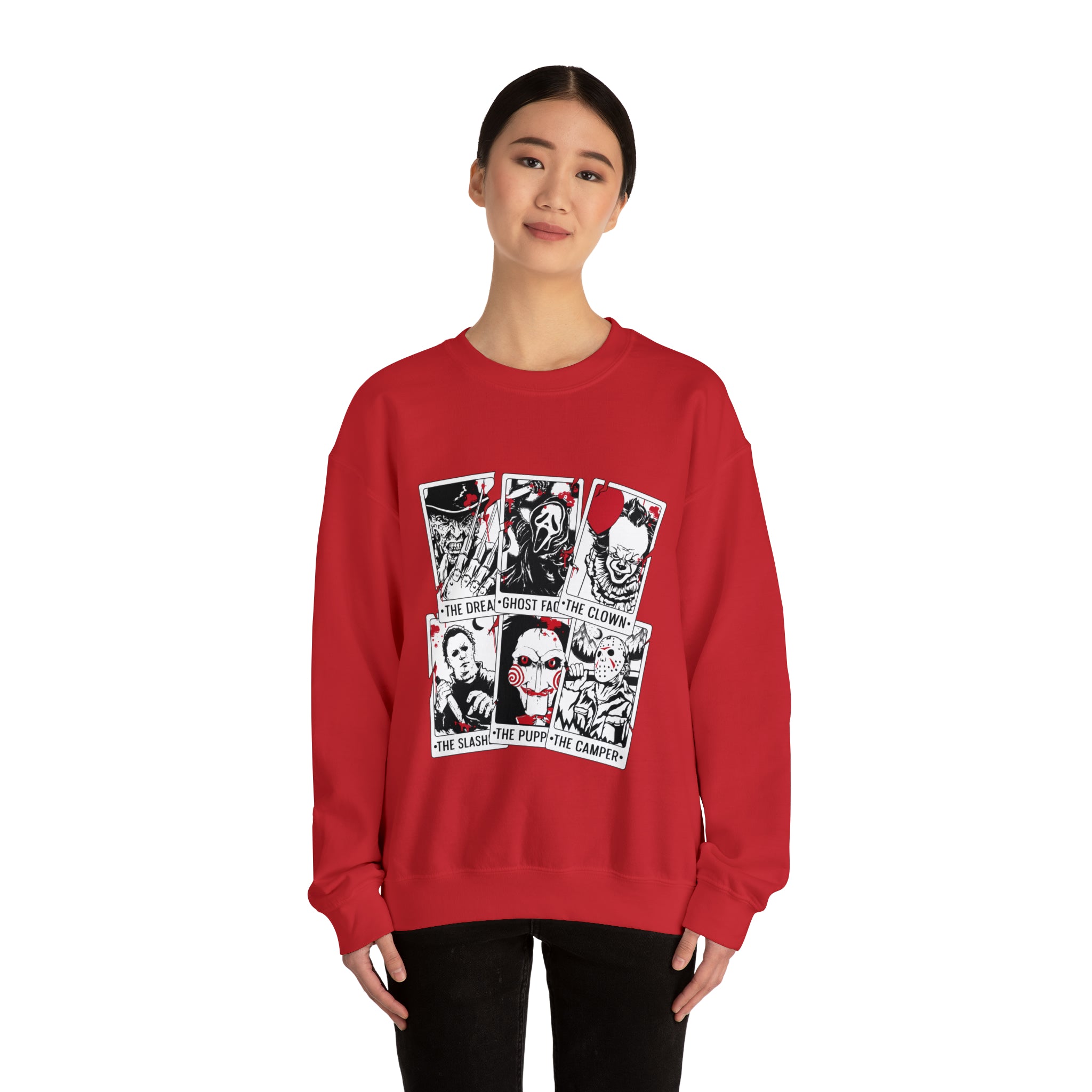 Horror Movie Icons Tarot Card Crewneck Sweatshirt