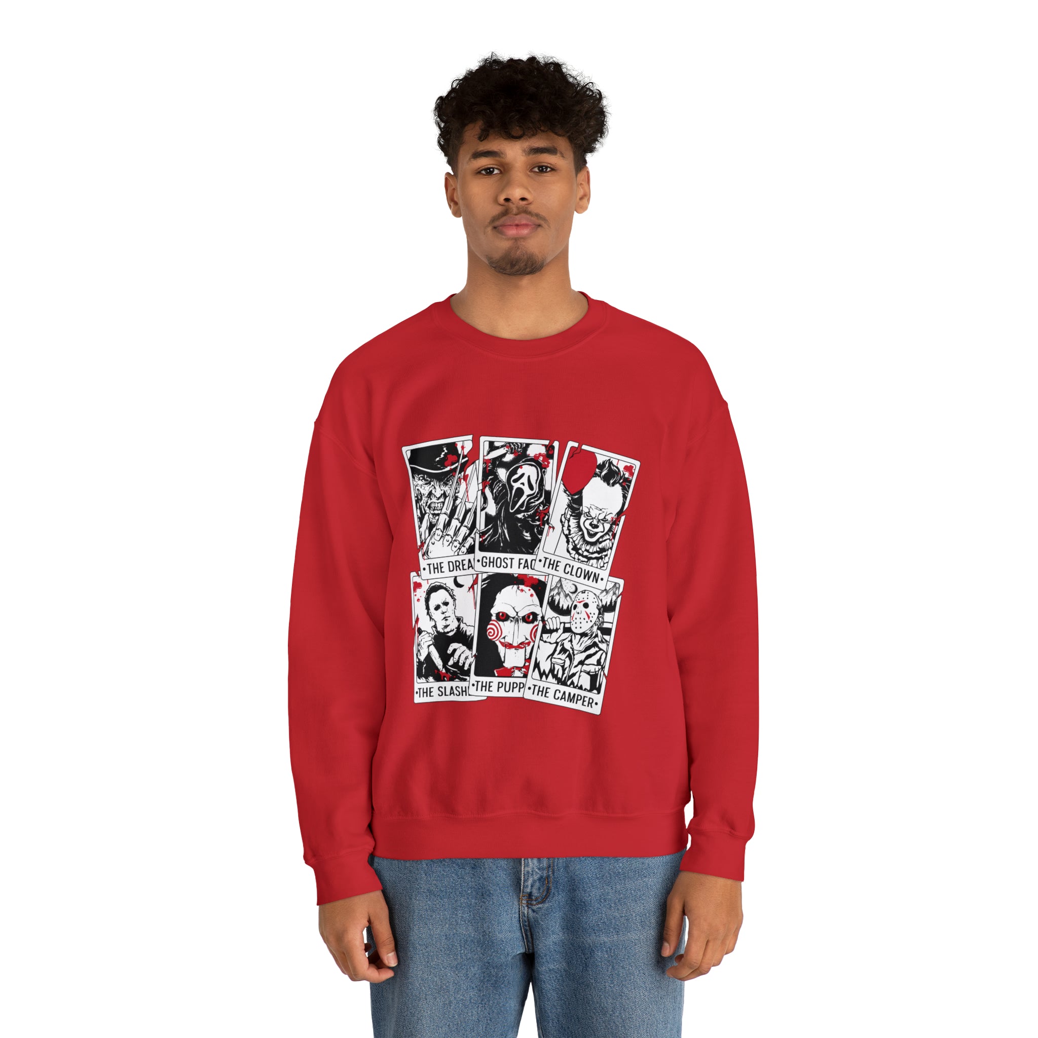 Horror Movie Icons Tarot Card Crewneck Sweatshirt