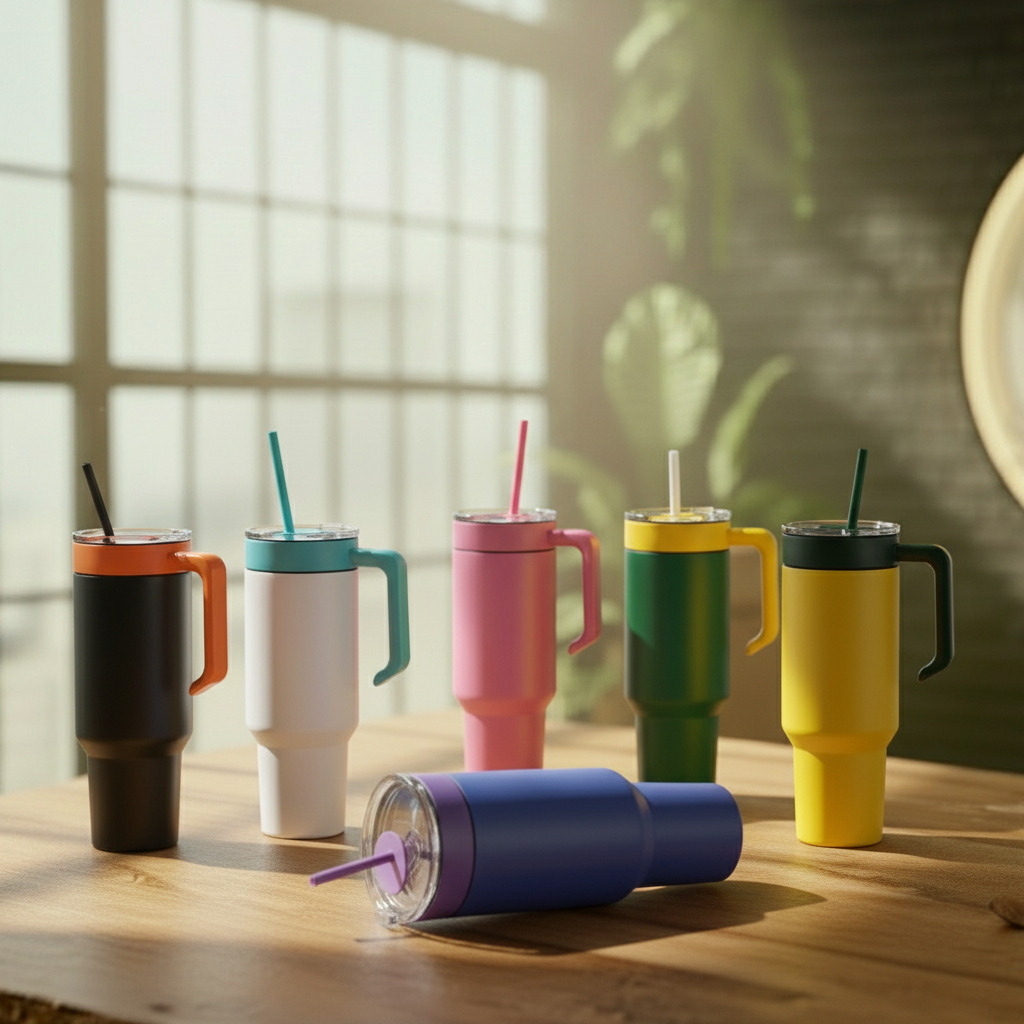 40oz Steel-Plated Tumbler with Handle