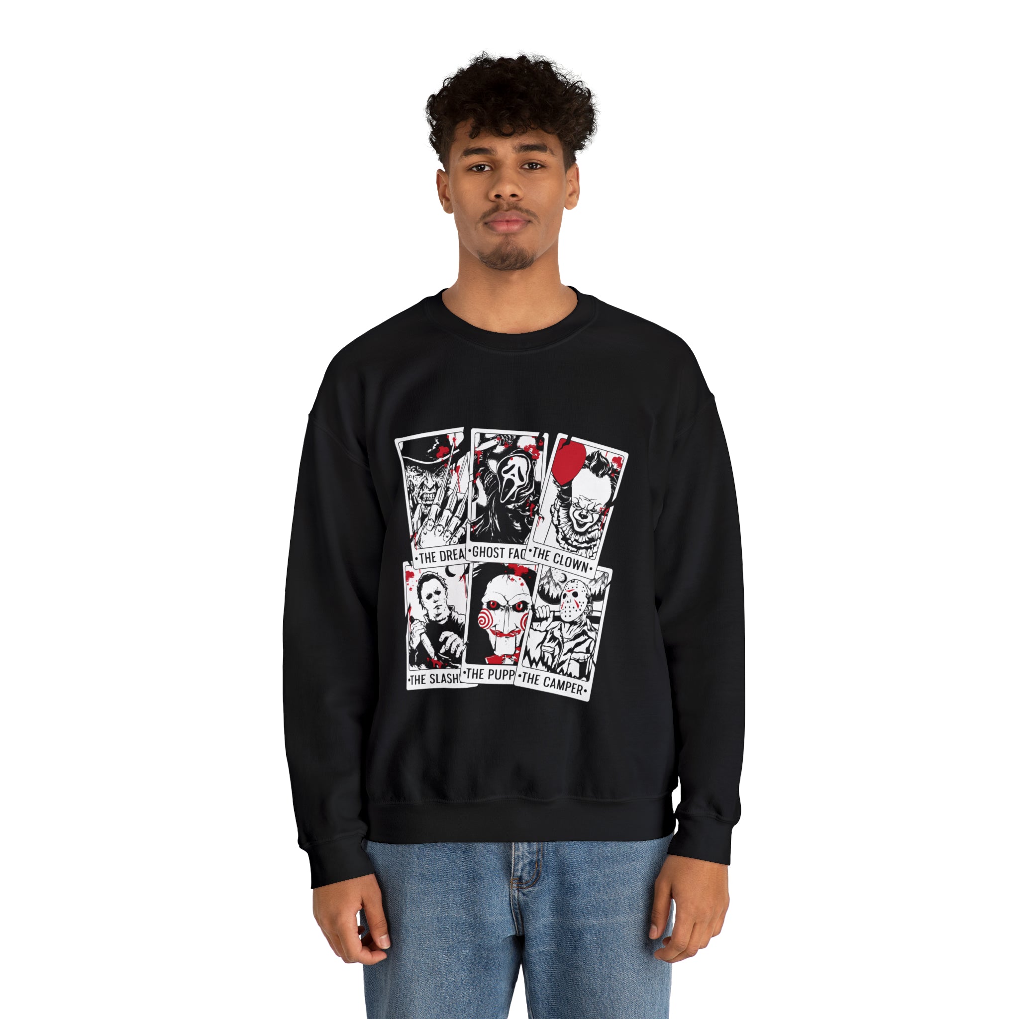Horror Movie Icons Tarot Card Crewneck Sweatshirt