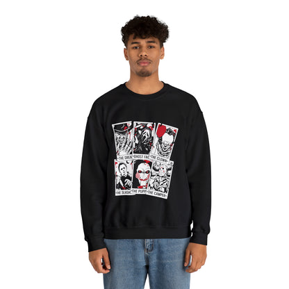 Horror Movie Icons Tarot Card Crewneck Sweatshirt