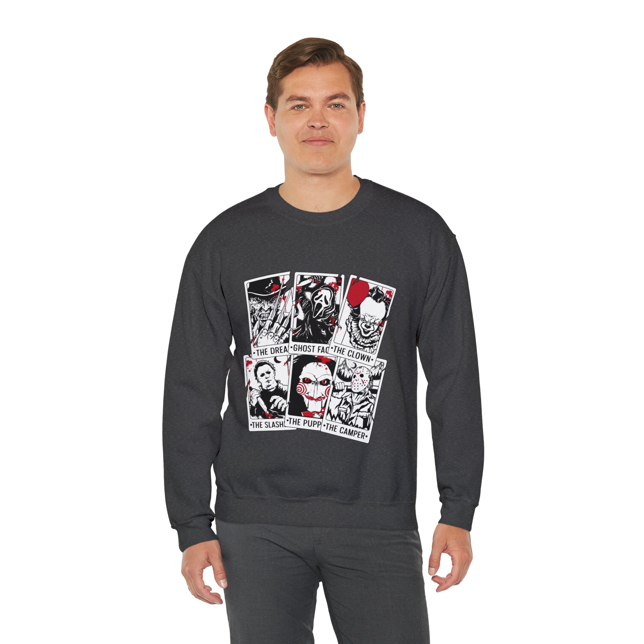 Horror Movie Icons Tarot Card Crewneck Sweatshirt