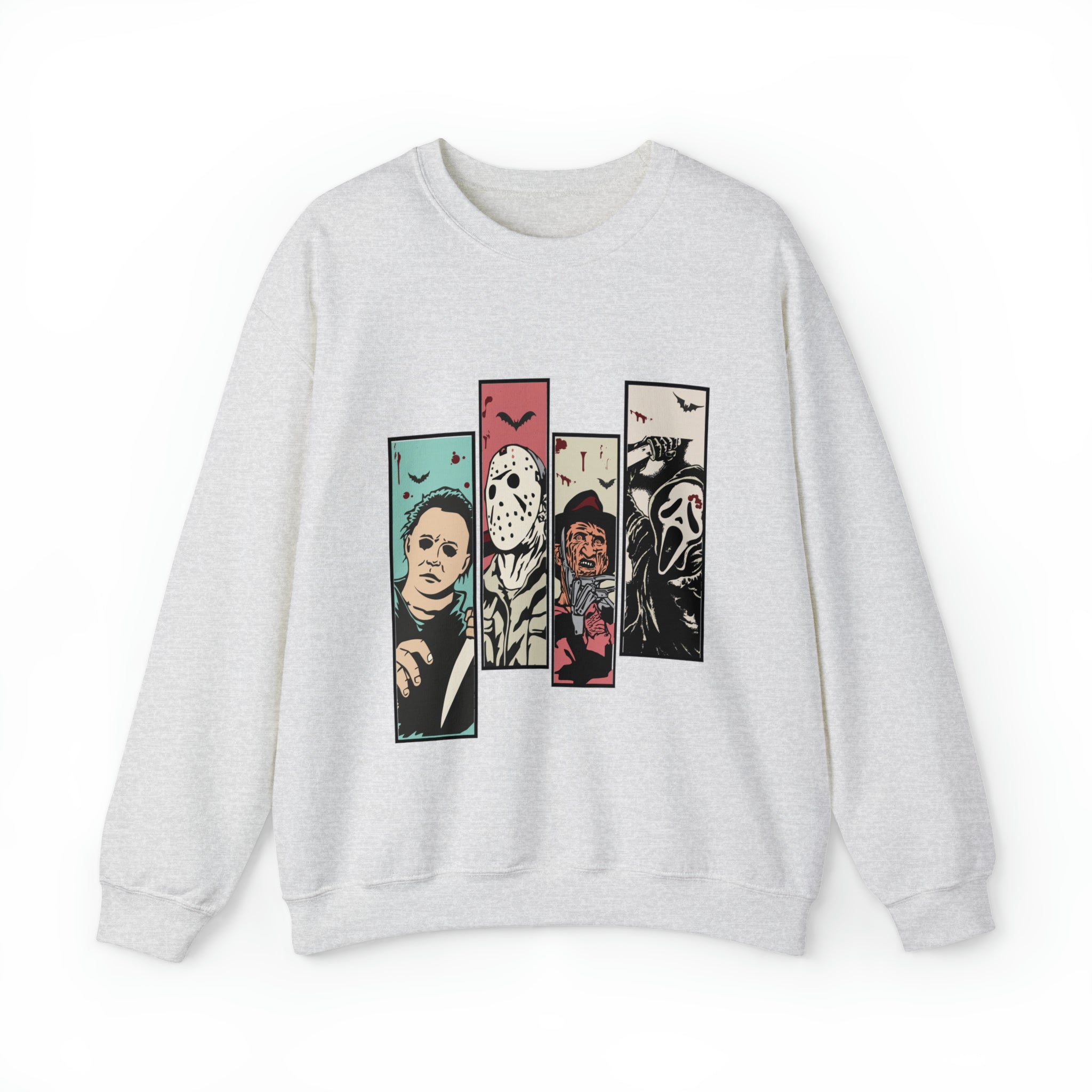 Horror Movie Friends Color Crewneck Sweatshirt