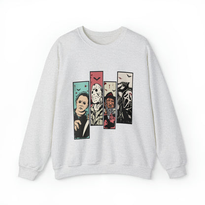 Horror Movie Friends Color Crewneck Sweatshirt