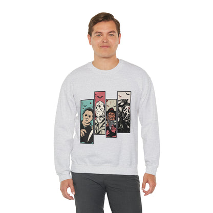 Horror Movie Friends Color Crewneck Sweatshirt