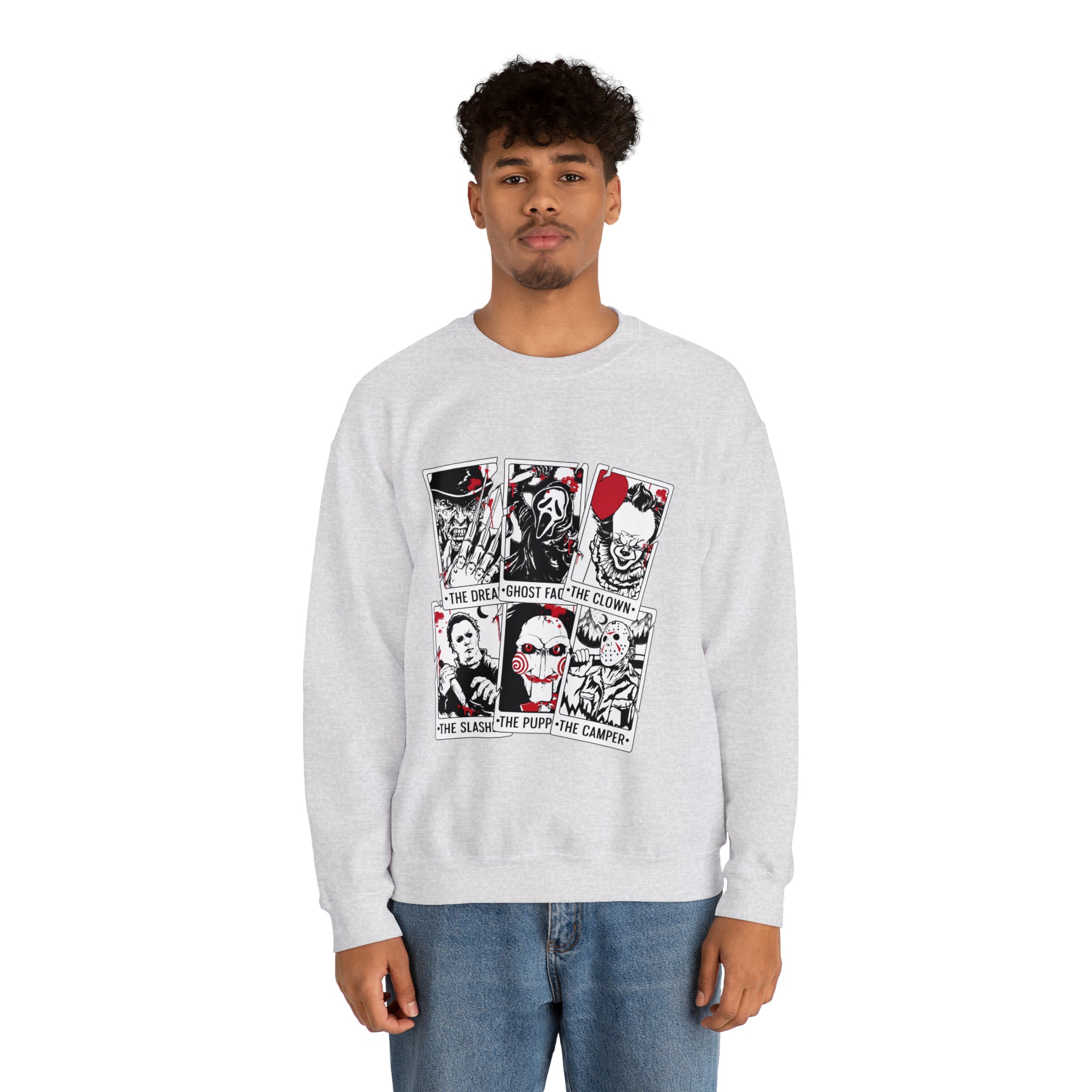 Horror Movie Icons Tarot Card Crewneck Sweatshirt
