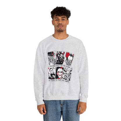 Horror Movie Icons Tarot Card Crewneck Sweatshirt